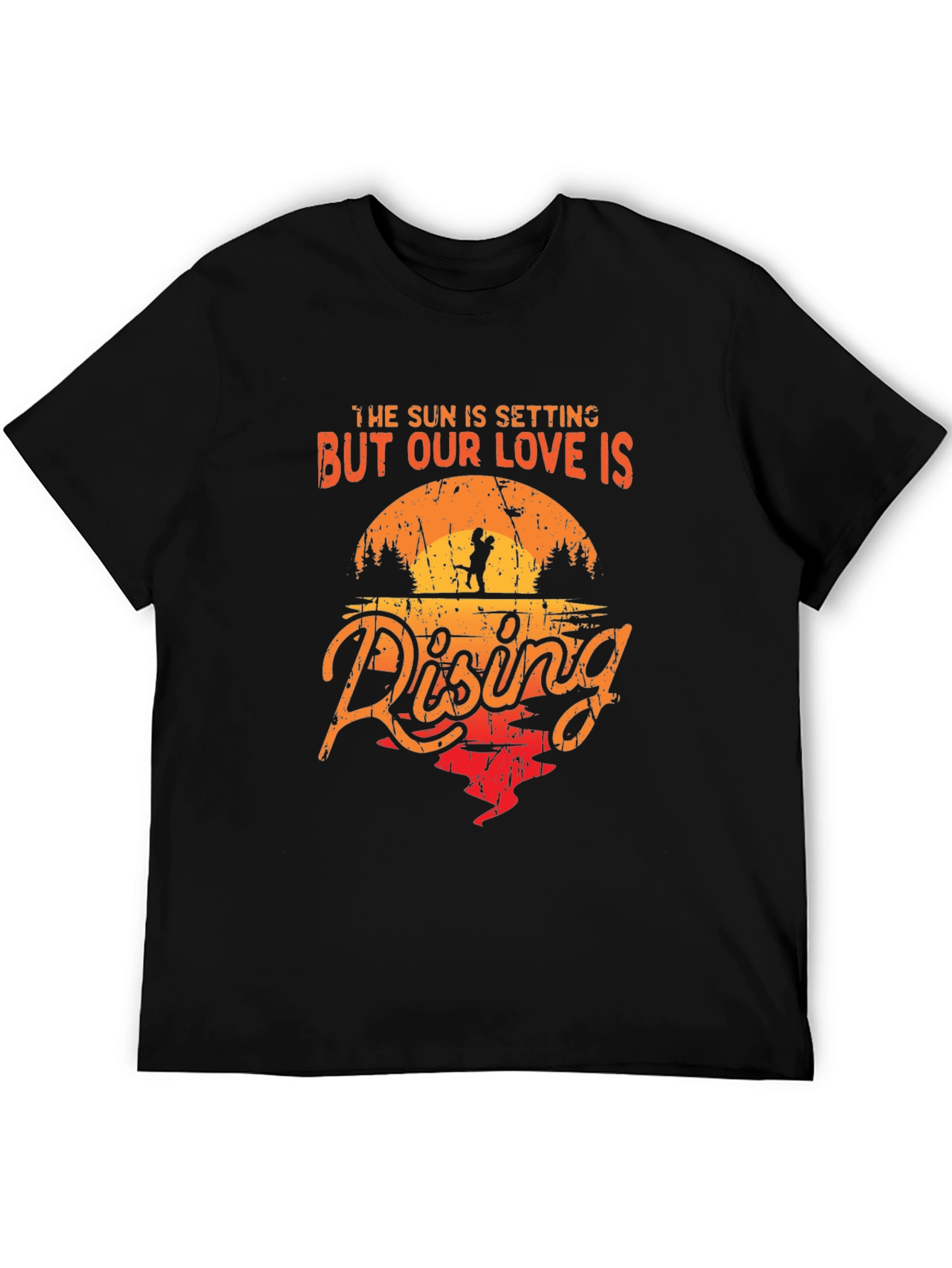 Black Romantic Sunset Couple Graphic Tee view 5