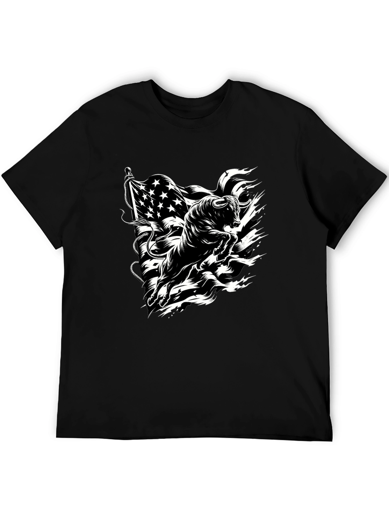 Black American Bull Graphic Tee - Black Cotton Blend view 5