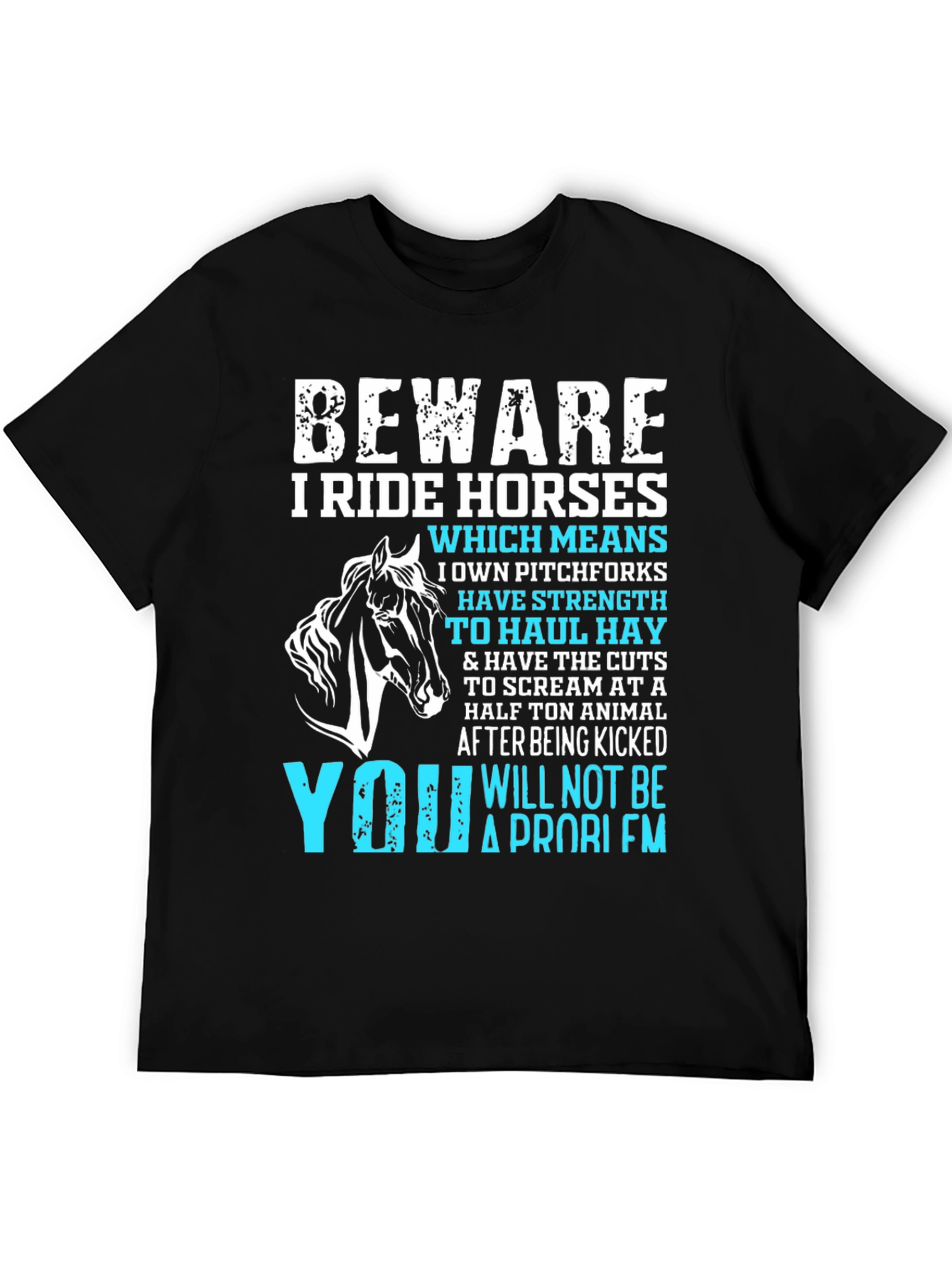 Black Beware I Ride Horses Graphic Tee view 5