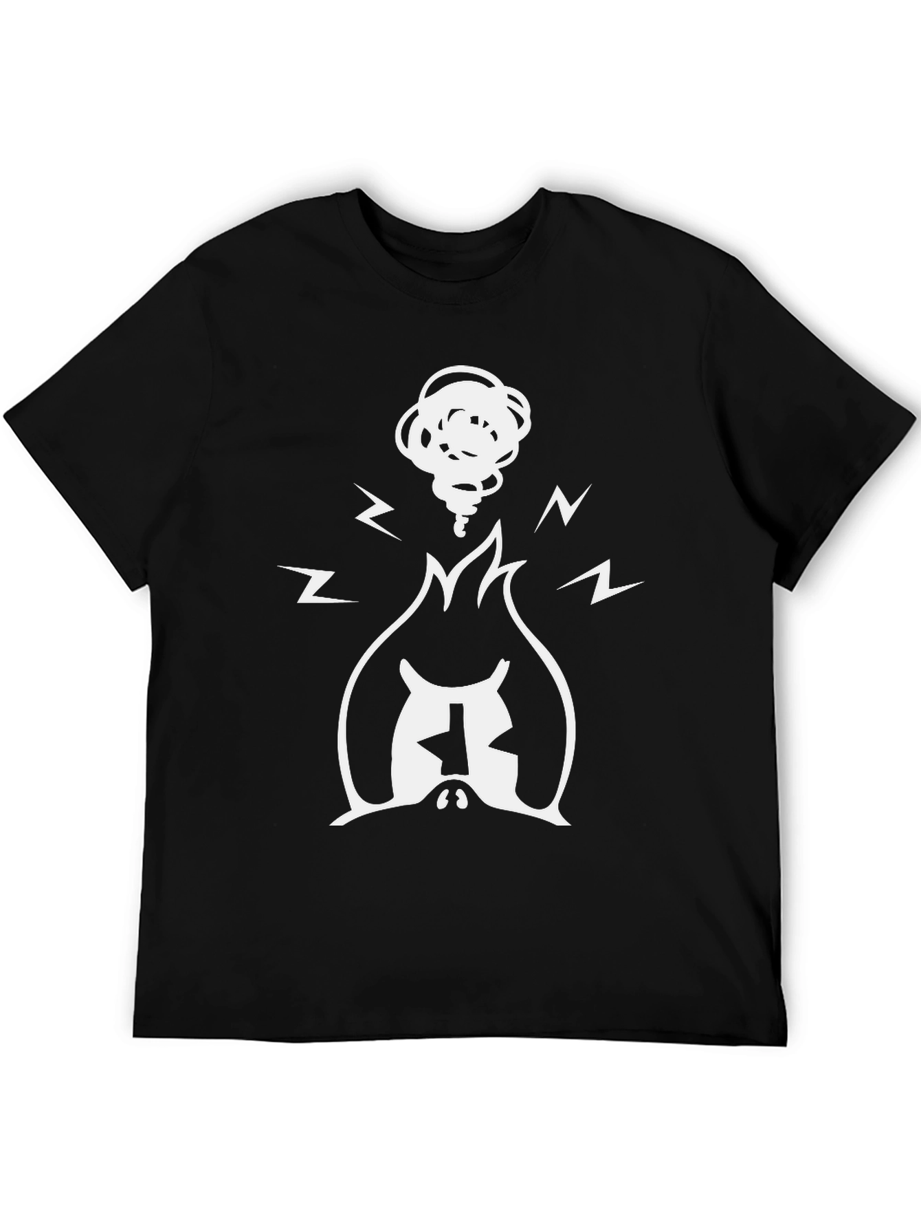 Black Graphic Tee - Burning Head - Black Cotton Blend view 5