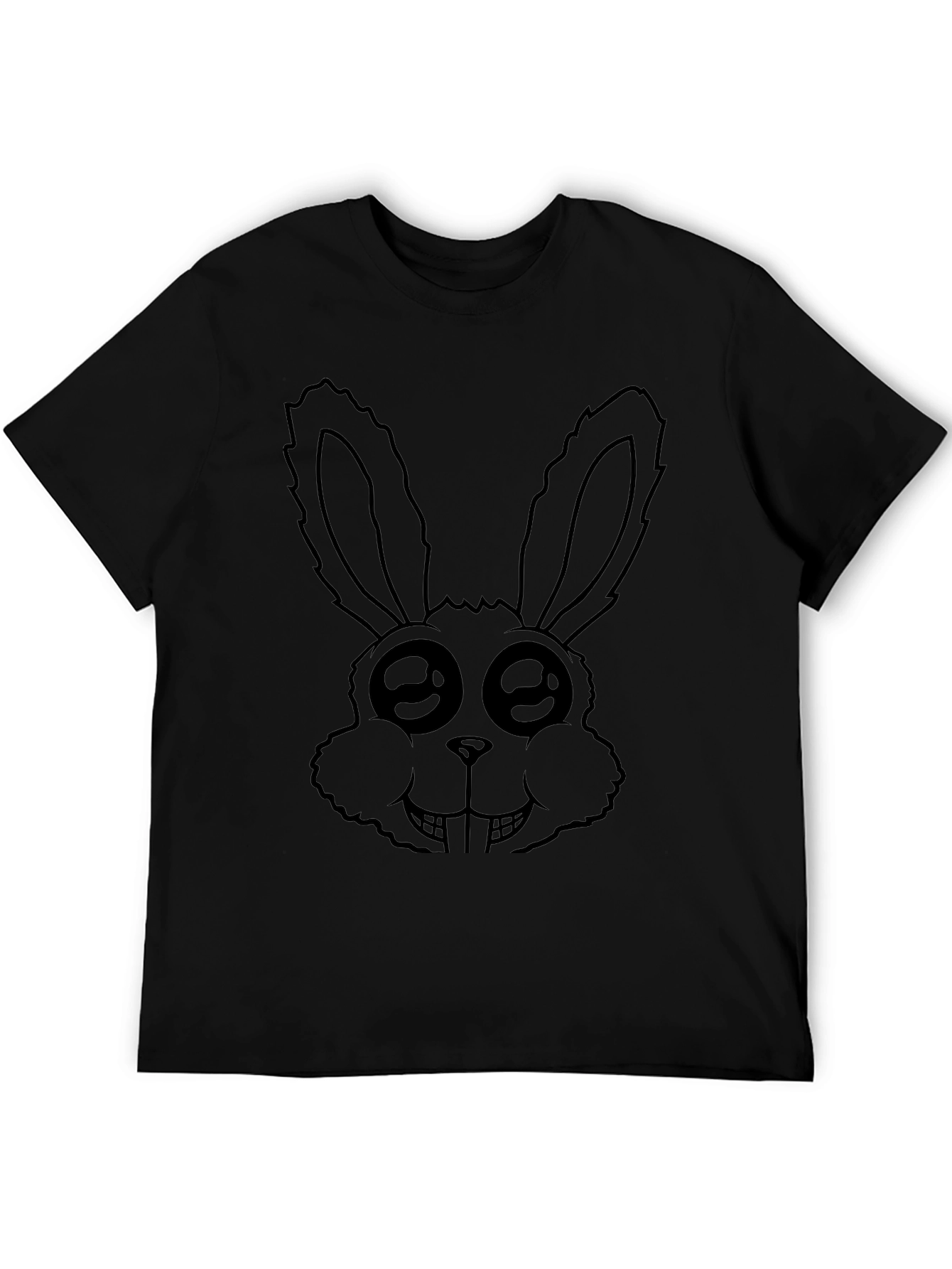 Black Creepy Cute Bunny Graphic Tee - Black Cotton view 5