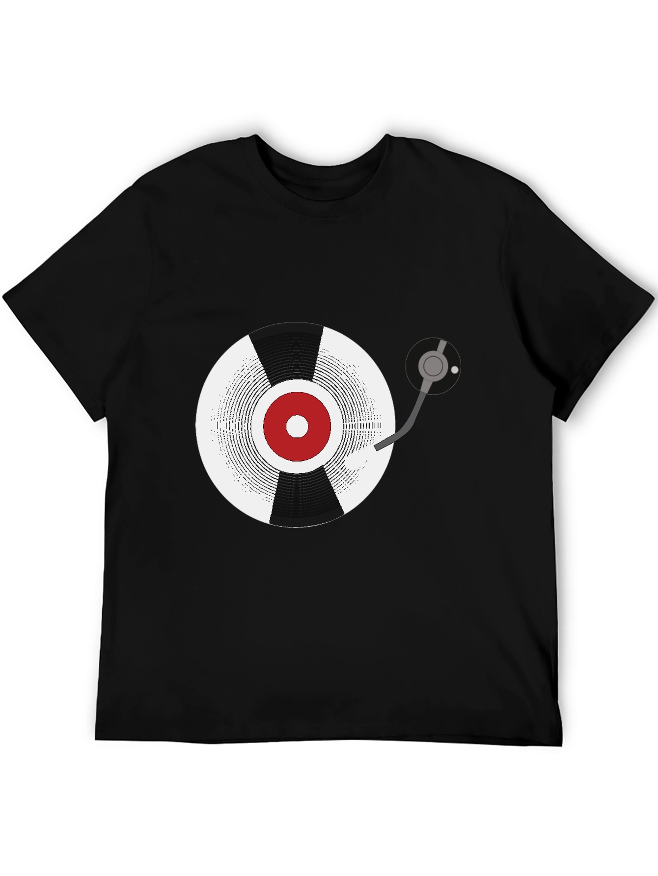 Black Retro Vinyl Record Graphic Tee - Black view 5
