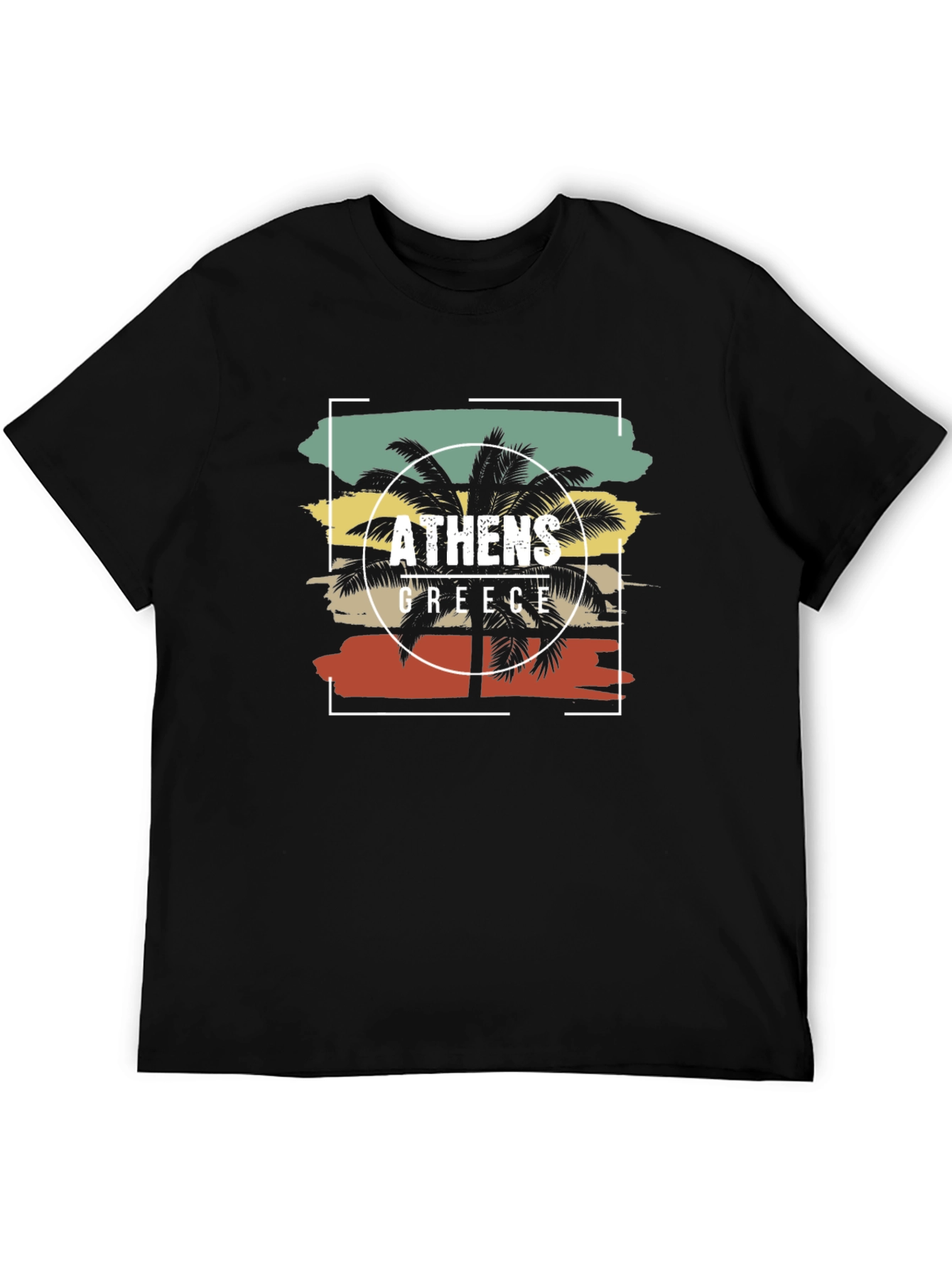 Athens Greece Palm Tree T-Shirt Retro Style Tee - 5