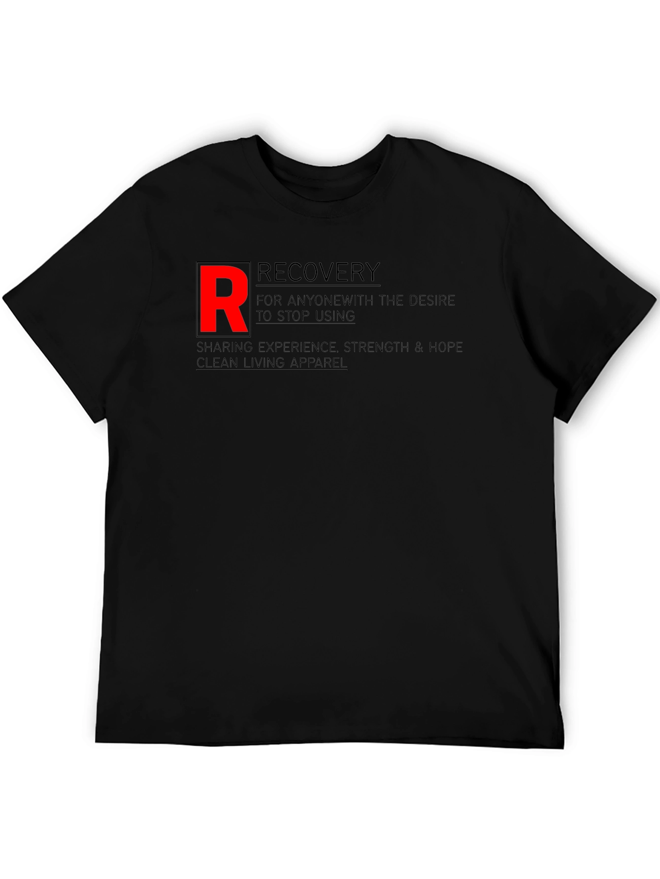 Black Recovery Black T-Shirt - Clean Living Apparel view 5