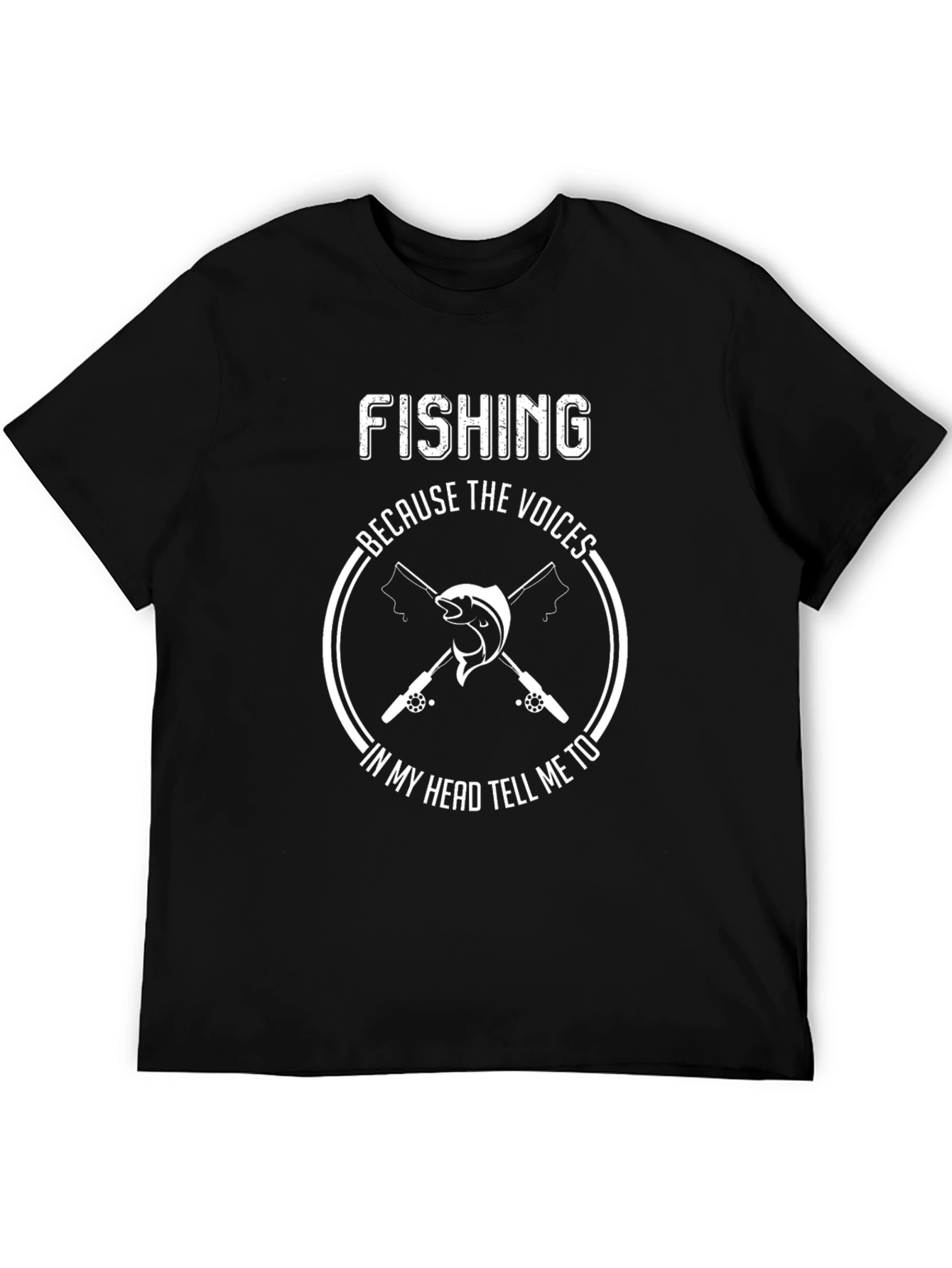 Black Fishing Voices T-Shirt - Angler Funny Tee view 5
