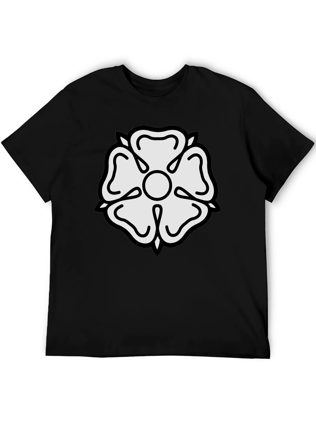 Black Black T-Shirt with White Floral Design view 5