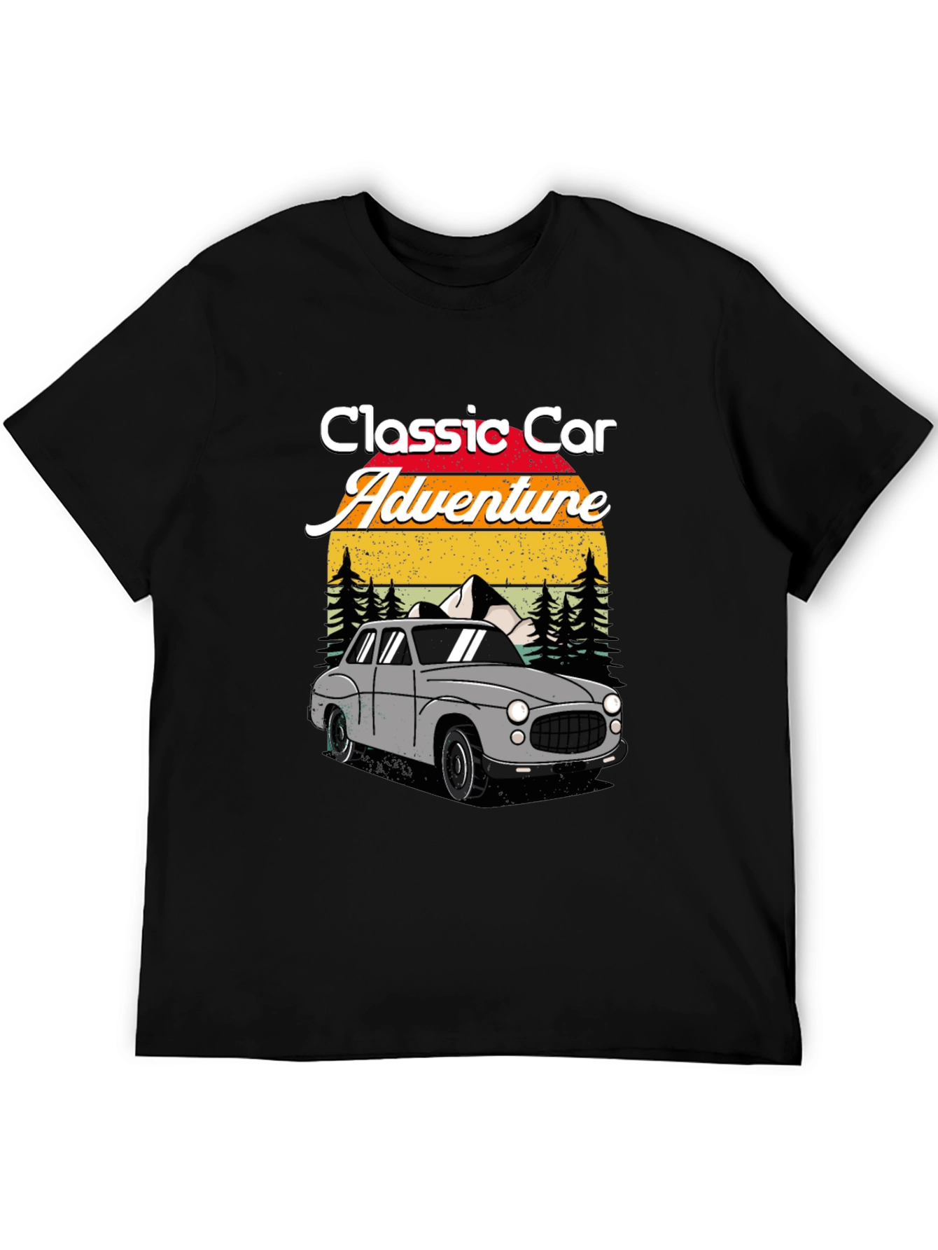 Black Classic Car Adventure T-Shirt view 5
