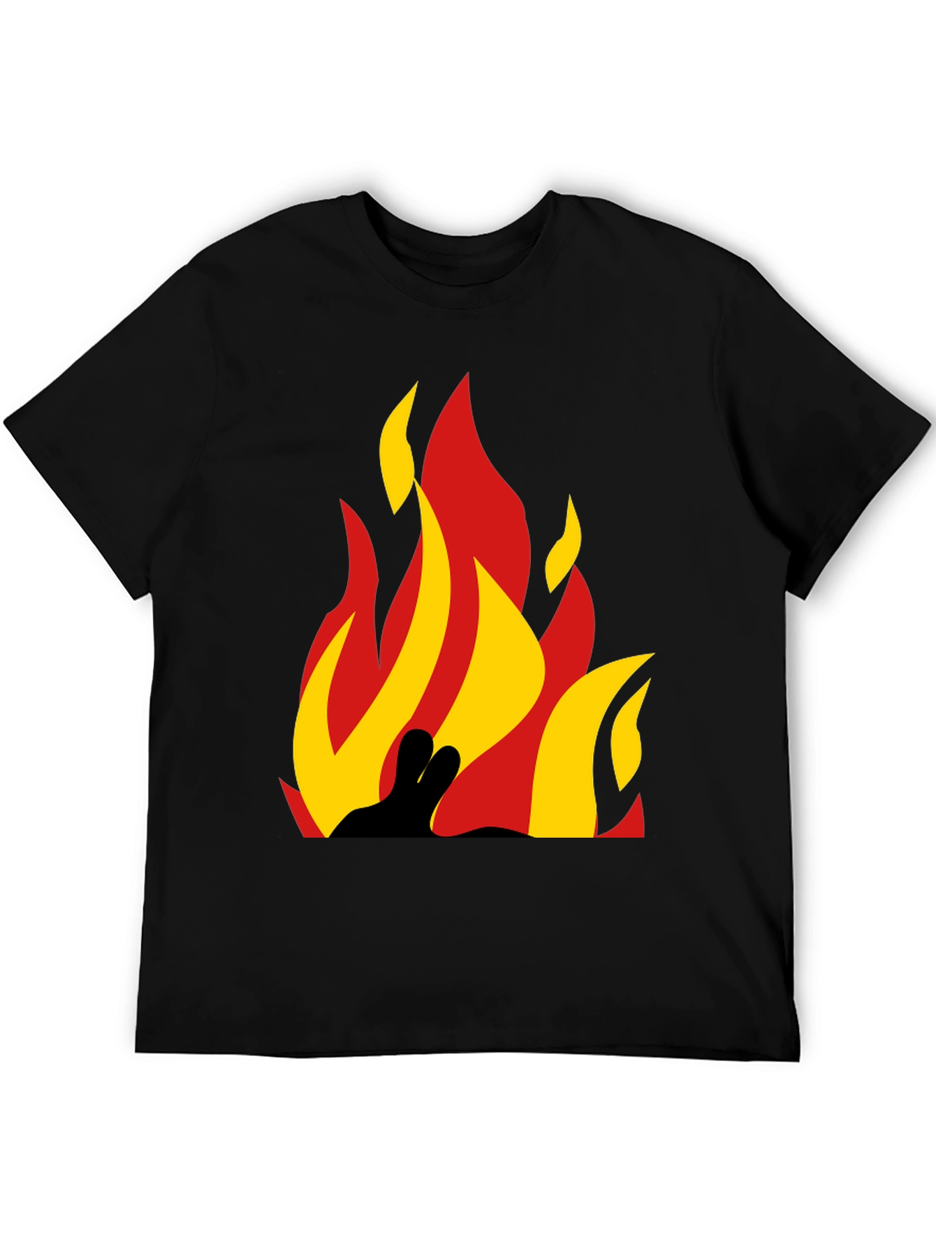 Black Flame Graphic Tee - Bold Black Cotton T-Shirt view 5