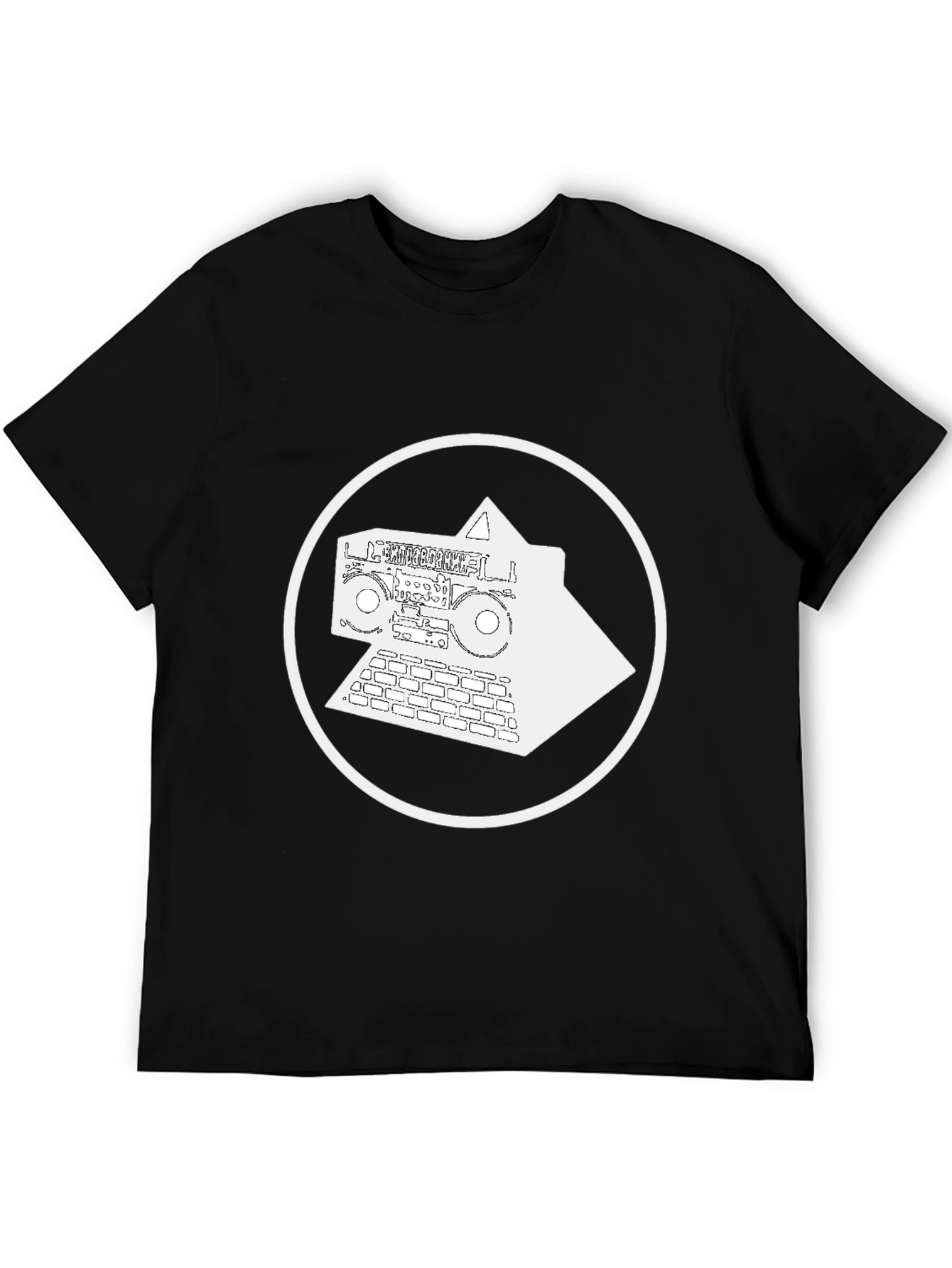 Black Retro Boombox Pyramid Graphic Tee - Black view 5