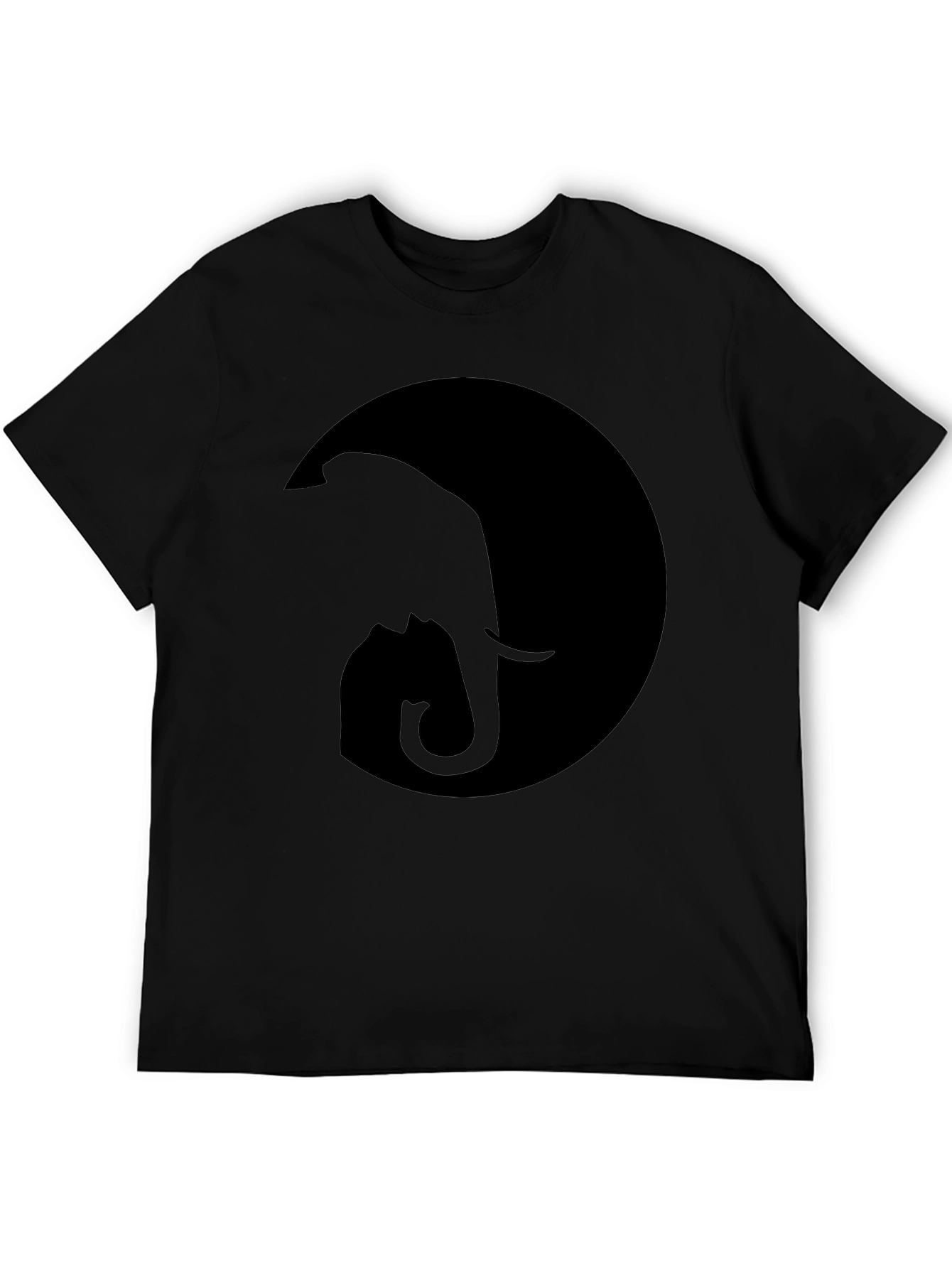 Black Elephant Moon Graphic Tee - Stylish Black Cotton T-Shirt view 5