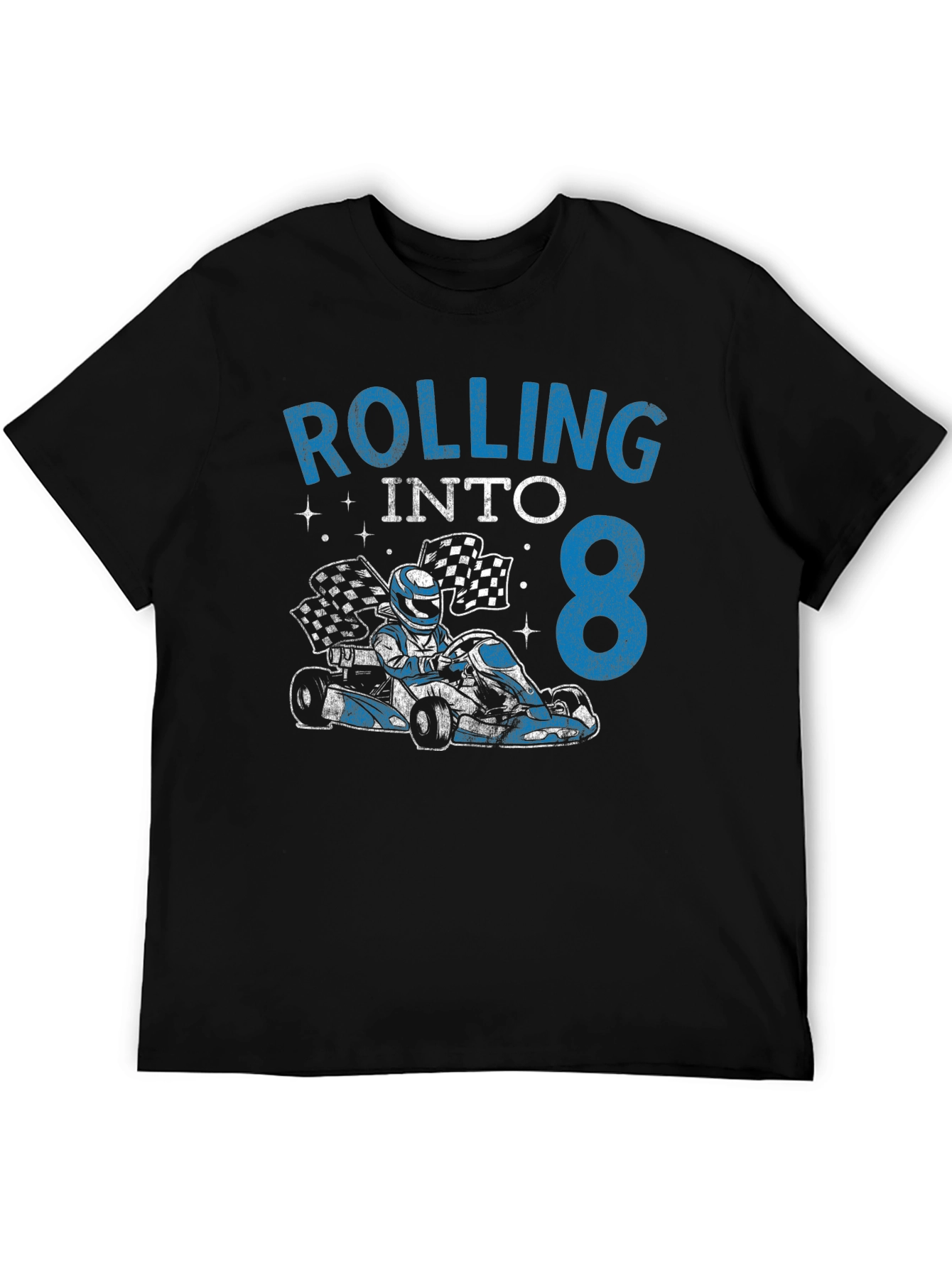 Black Rolling Into 8 Birthday Kart Racing T-Shirt view 5
