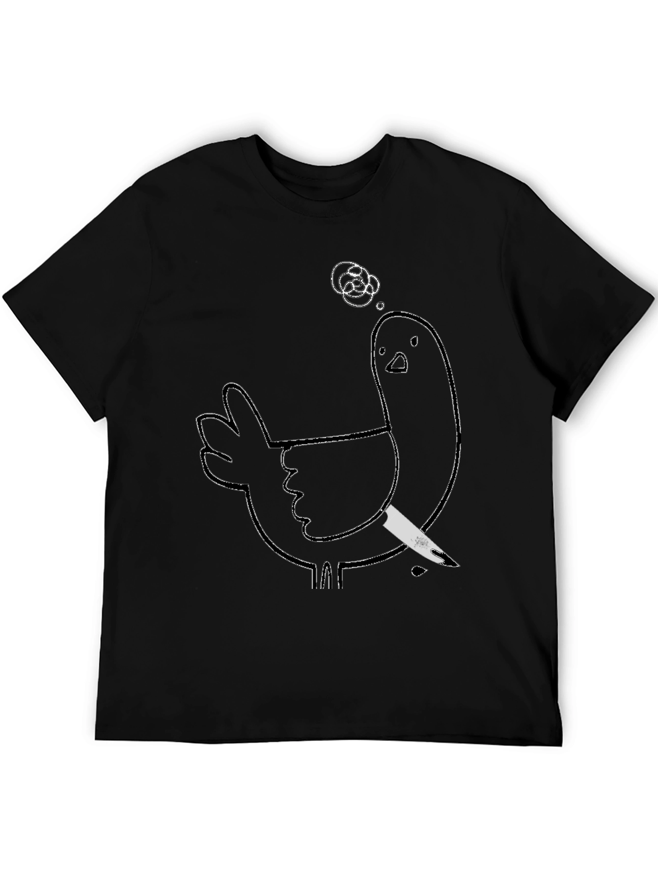 Black Humorous Chicken T-Shirt - Quirky Knife Design view 5