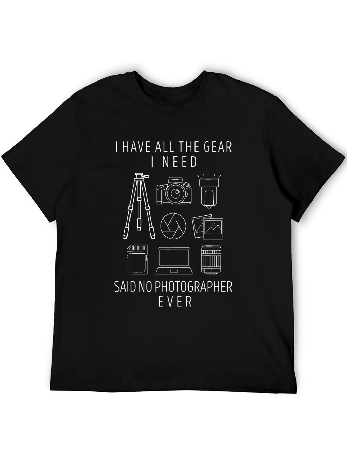 Black Photographer Gear Graphic Tee - Funny Photography T-Shirt view 5