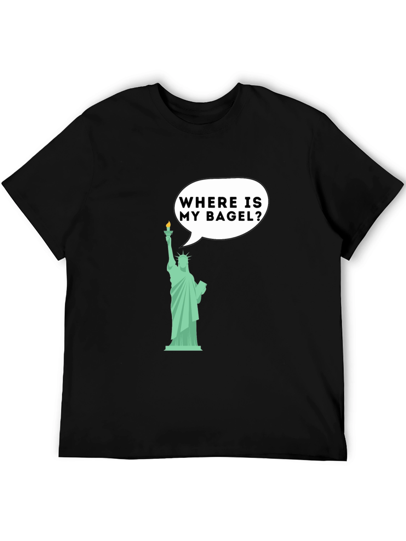 Black Funny Statue of Liberty Bagel Graphic T-Shirt view 5