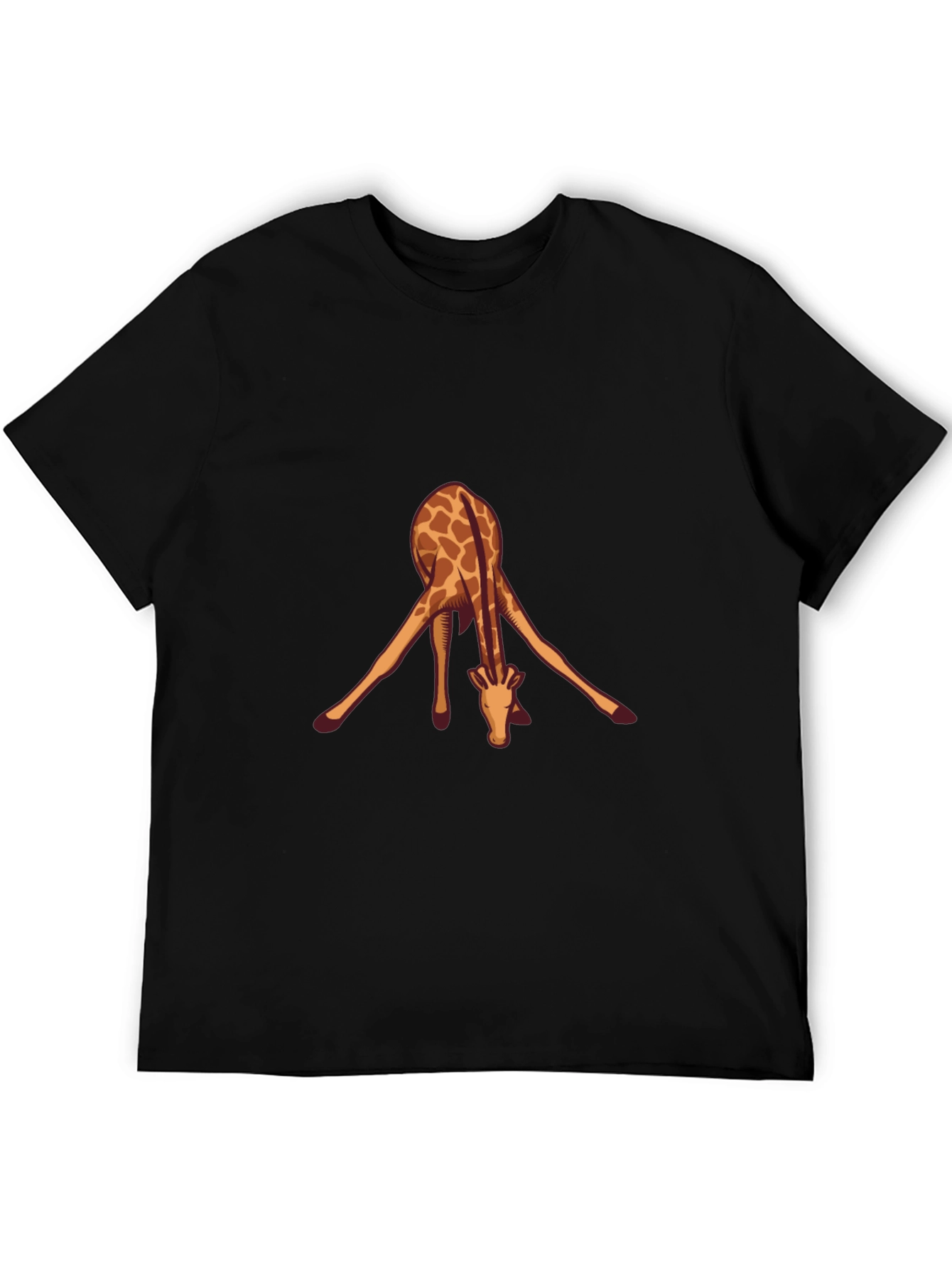 Black Giraffe Yoga Pose Black T-Shirt view 5