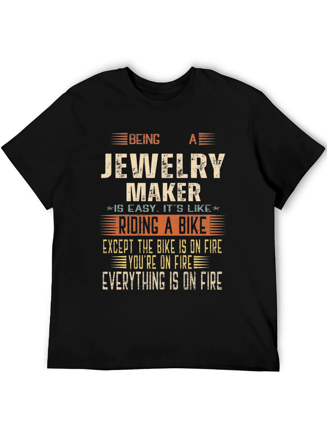 Black Jewelry Maker Funny T-Shirt - On Fire Theme view 5