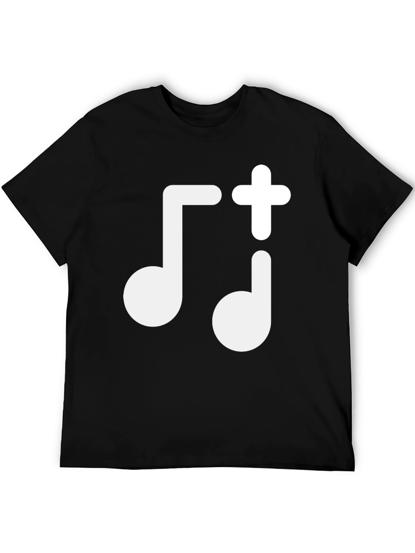 Black Music Note Plus Sign Black T-Shirt view 5
