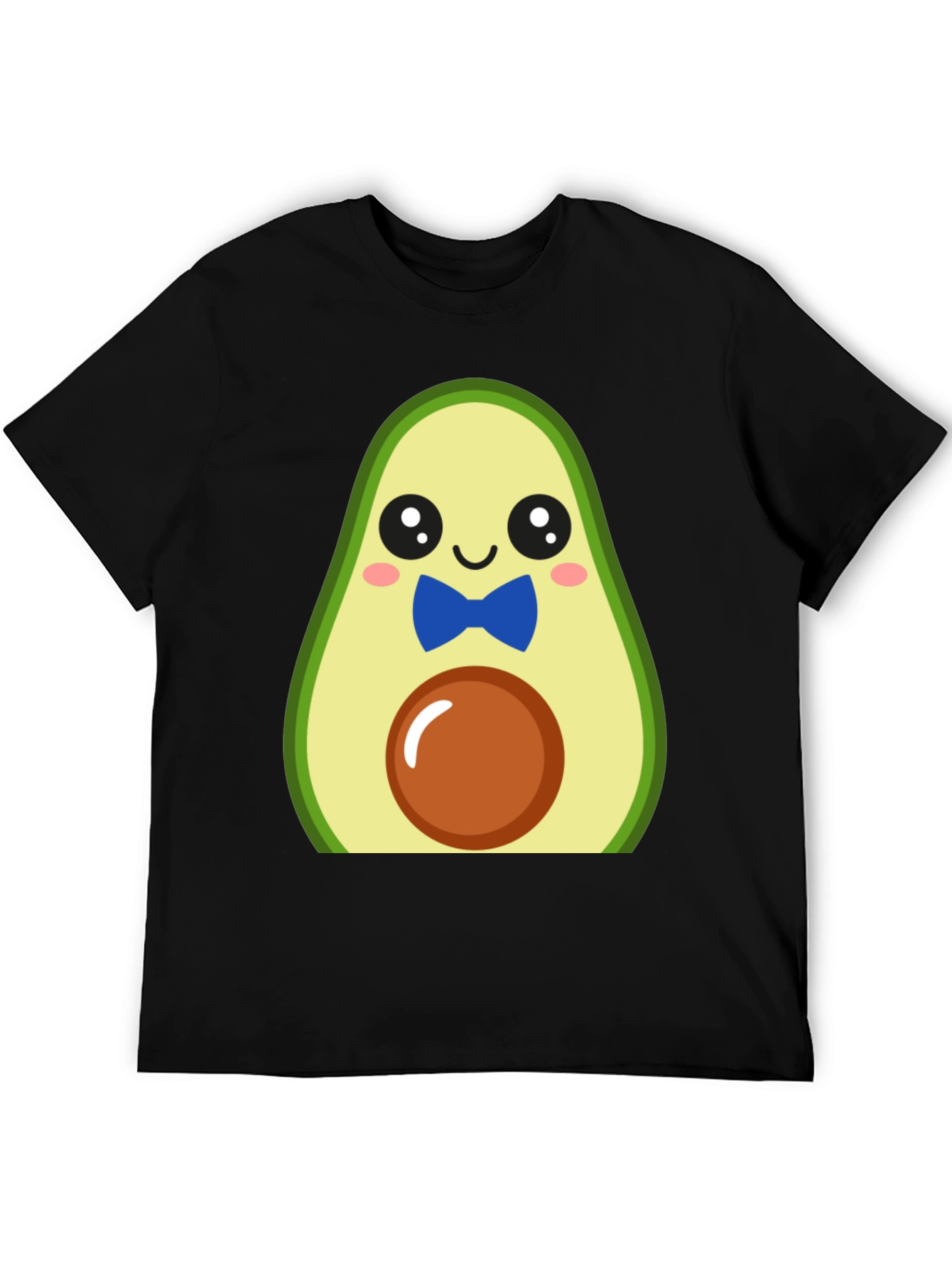 Black Cute Avocado Cartoon T-Shirt - Men's Black Tee view 5