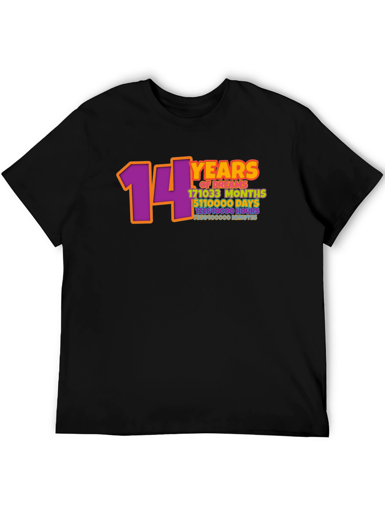 Black 14 Years of Dreams Graphic T-Shirt view 5