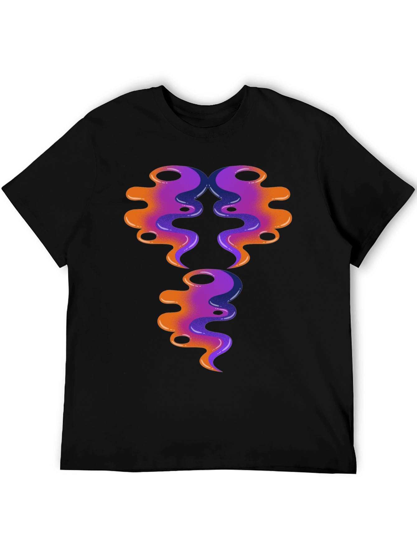 Black Abstract Swirl Design Graphic Tee - Black Cotton view 5