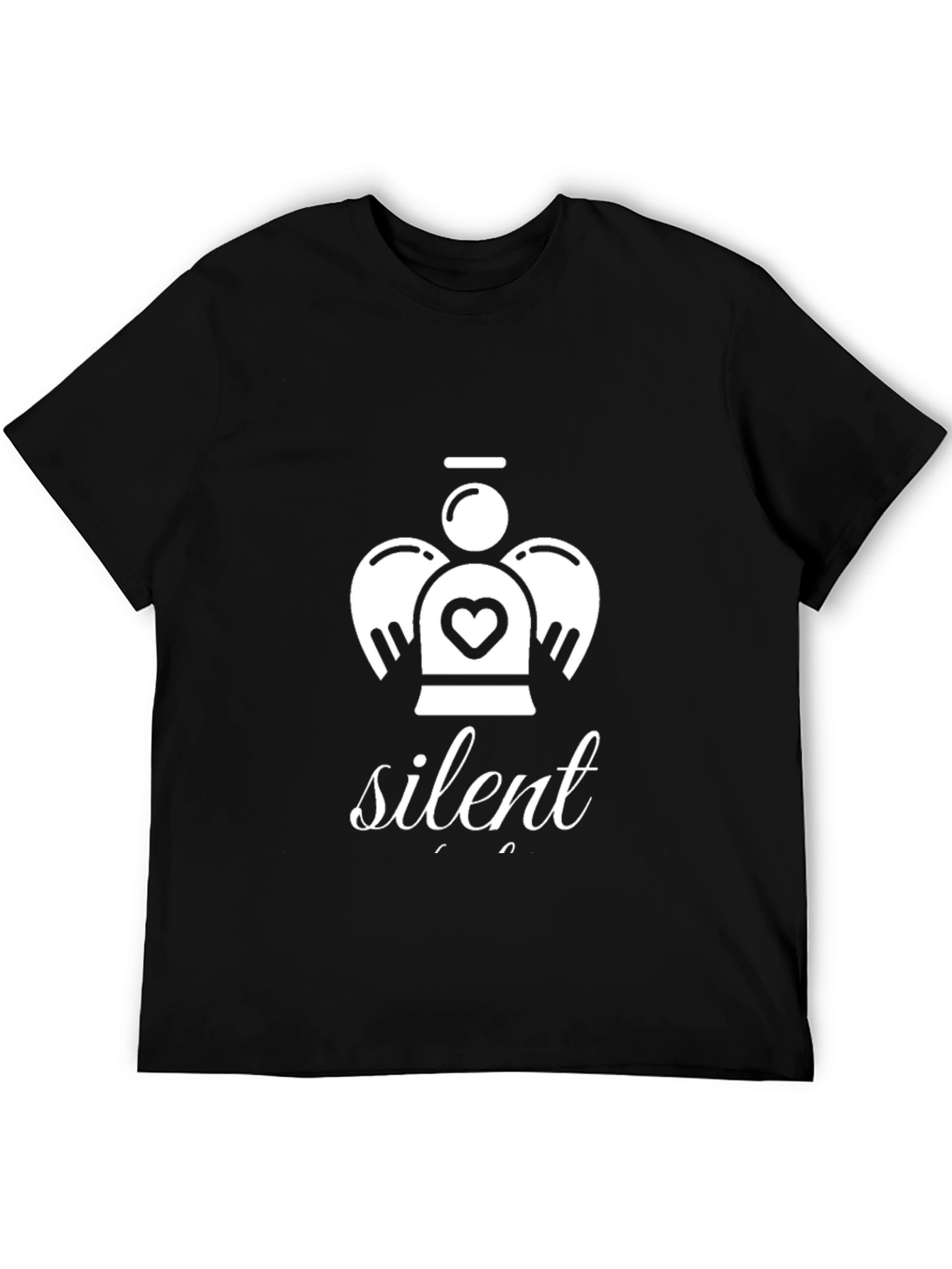 Black Silent Angel Graphic Tee - Stylish Black T-Shirt view 5