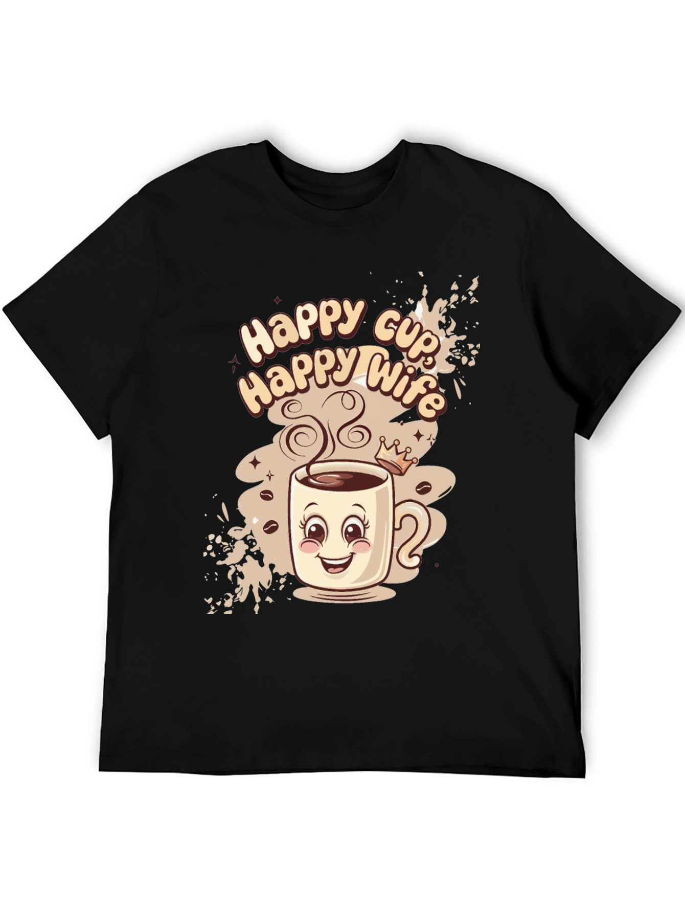 Black Happy Cup Happy Wife Black Graphic Tee view 5