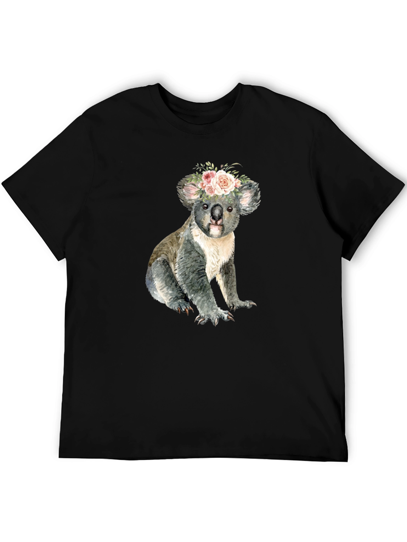 Black Floral Koala Bear Graphic T-Shirt view 5