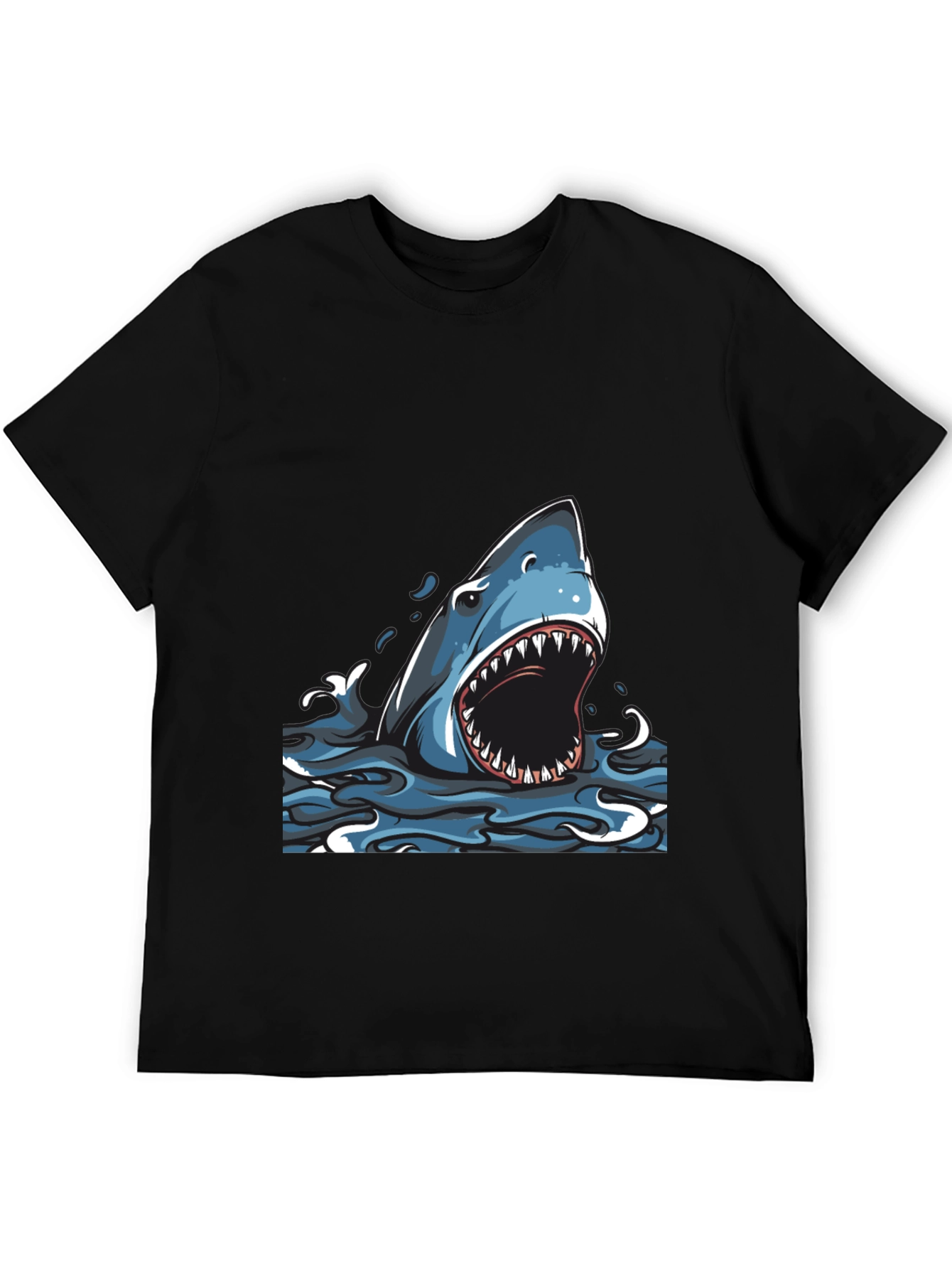 Black Shark Graphic Print Crew Neck T-Shirt view 5