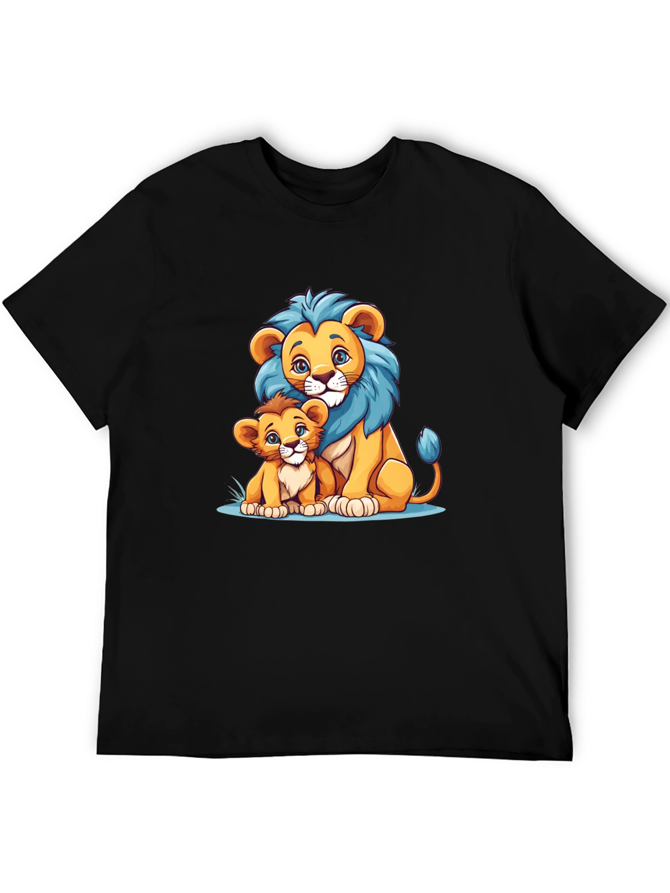 Black Lion Family Graphic Tee - Cute Cartoon Design view 5