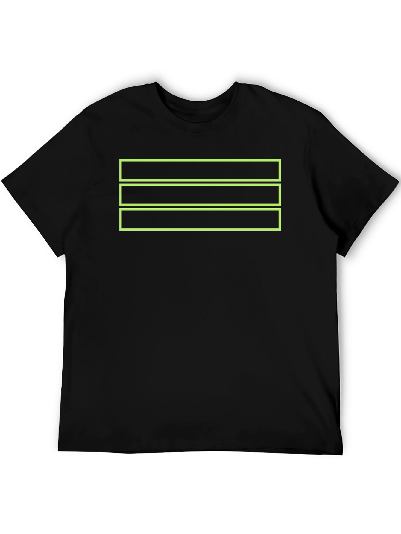 Black Black Tee with Green Box Design view 5