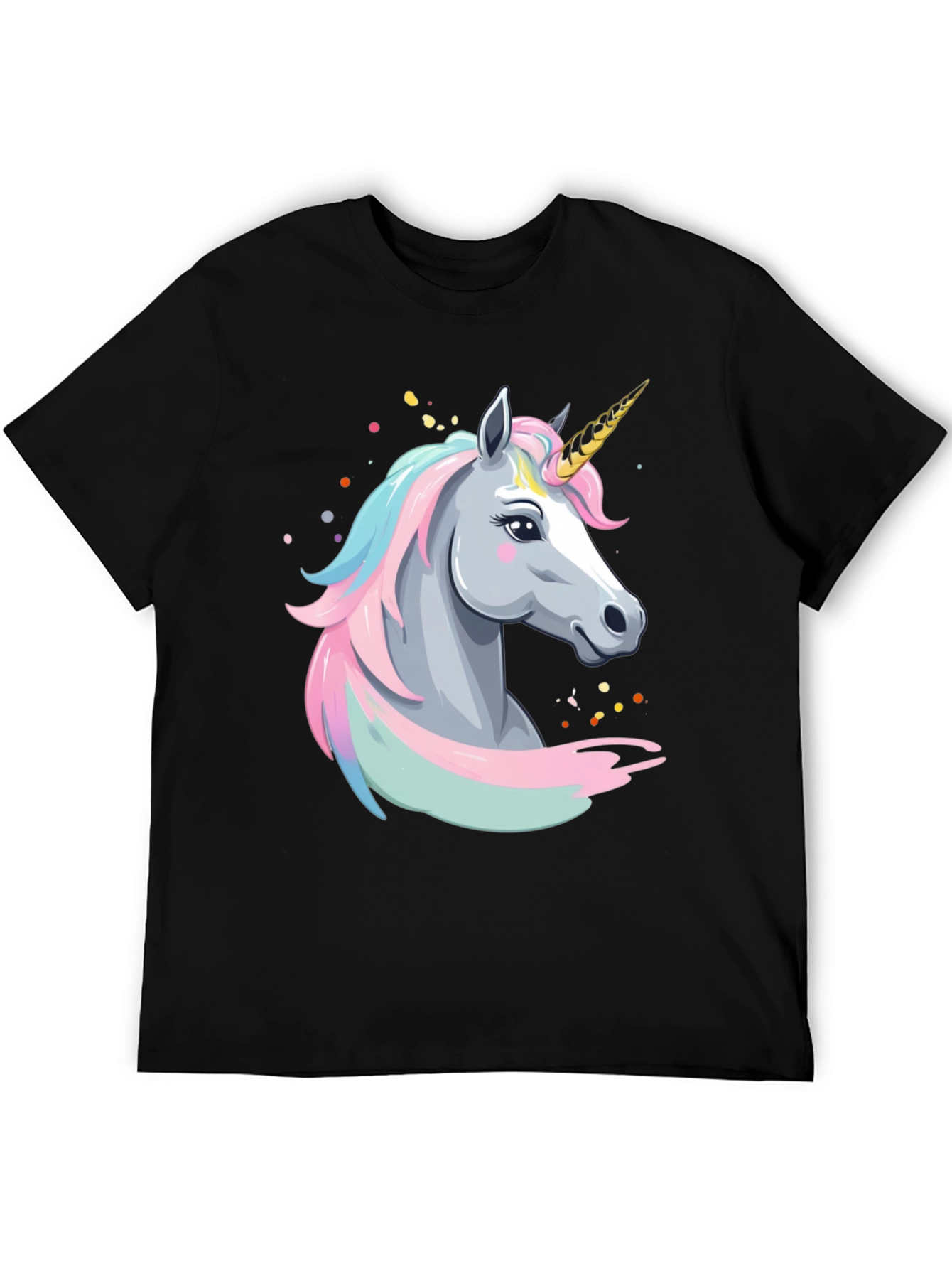Black Unicorn Graphic T-Shirt - Black Cotton Tee view 5