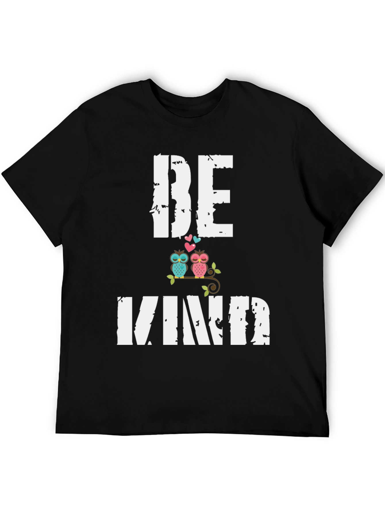 Black Be Kind Owls Graphic Tee - Unisex Soft Cotton Shirt view 5