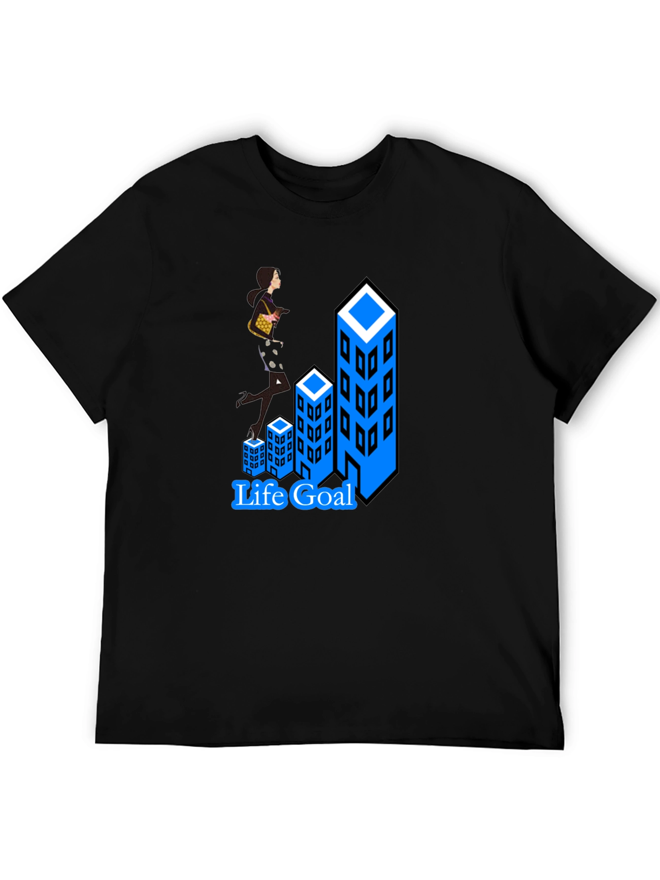 Black Life Goal T-Shirt: Career Woman Climbing Buildings view 5