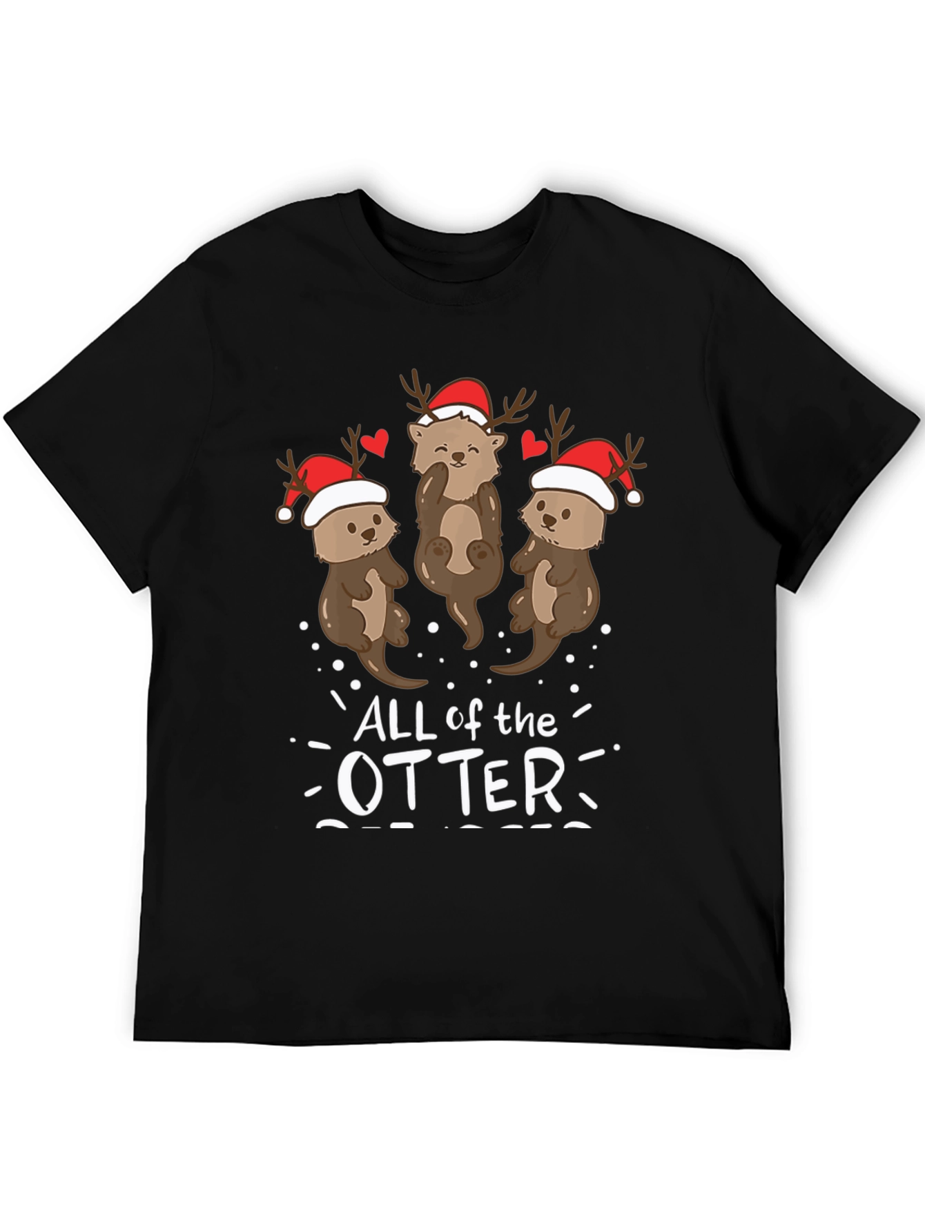 Black Festive Otter Holiday T-Shirt view 5