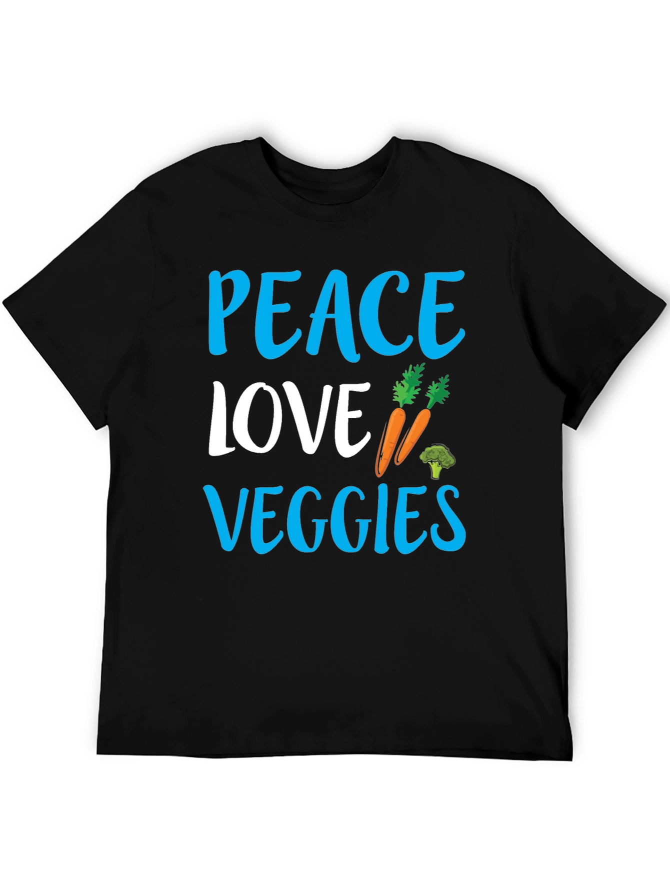Black Peace Love Veggies Black Graphic Tee view 5