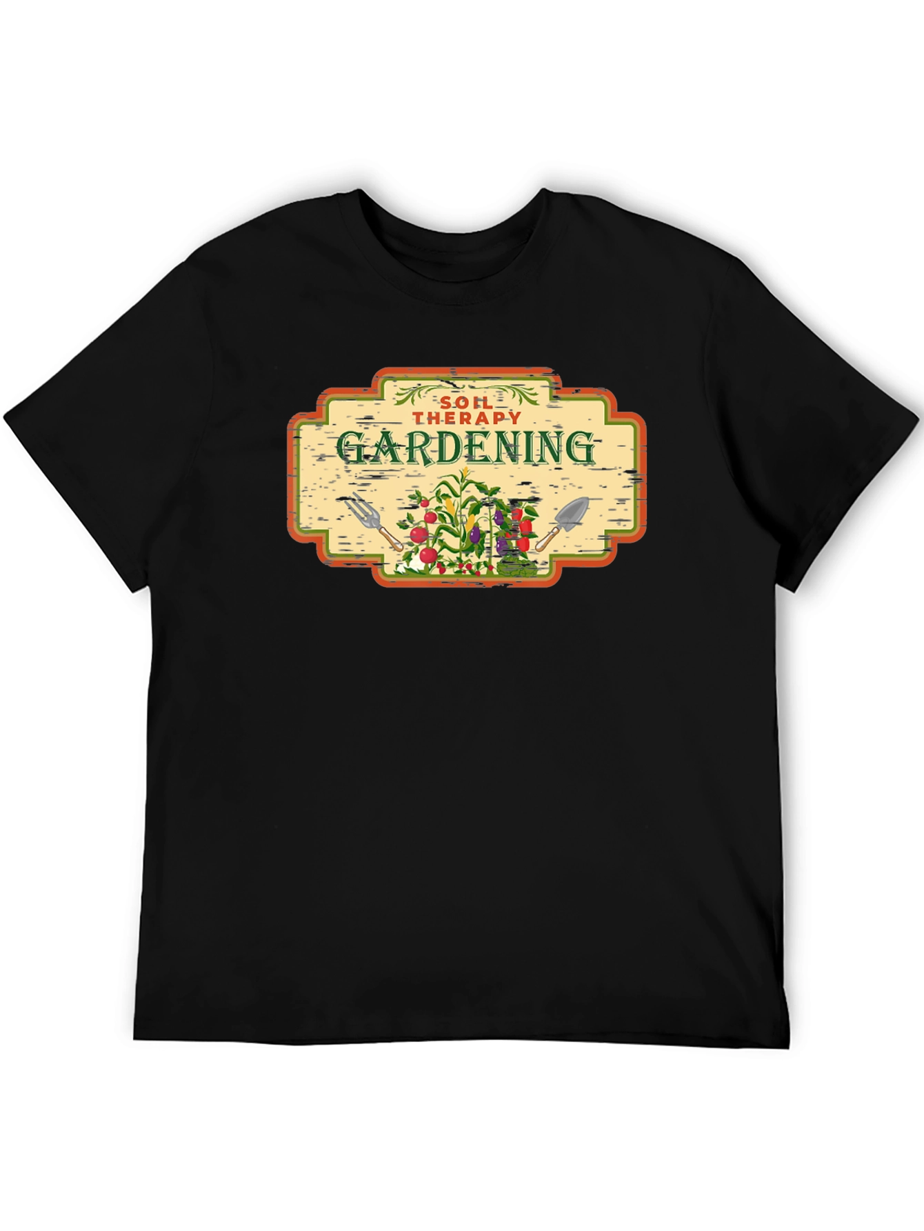 Black Gardening Soil Therapy T-Shirt view 5