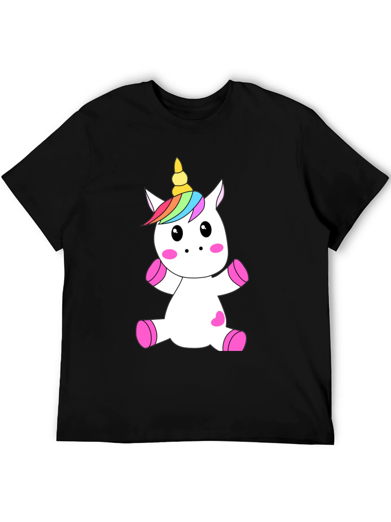 Black Unicorn Graphic Black T-Shirt - Cute Cartoon Design view 5