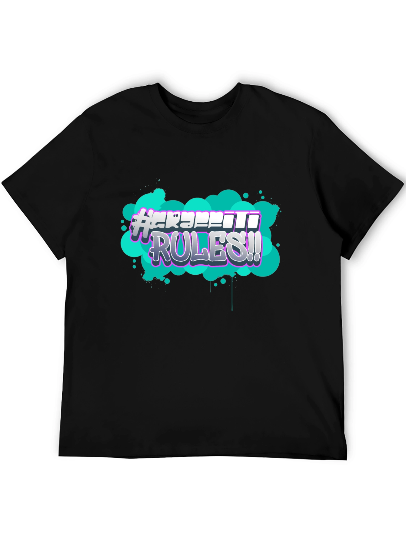Black Graffiti Rules Graphic T-Shirt view 5