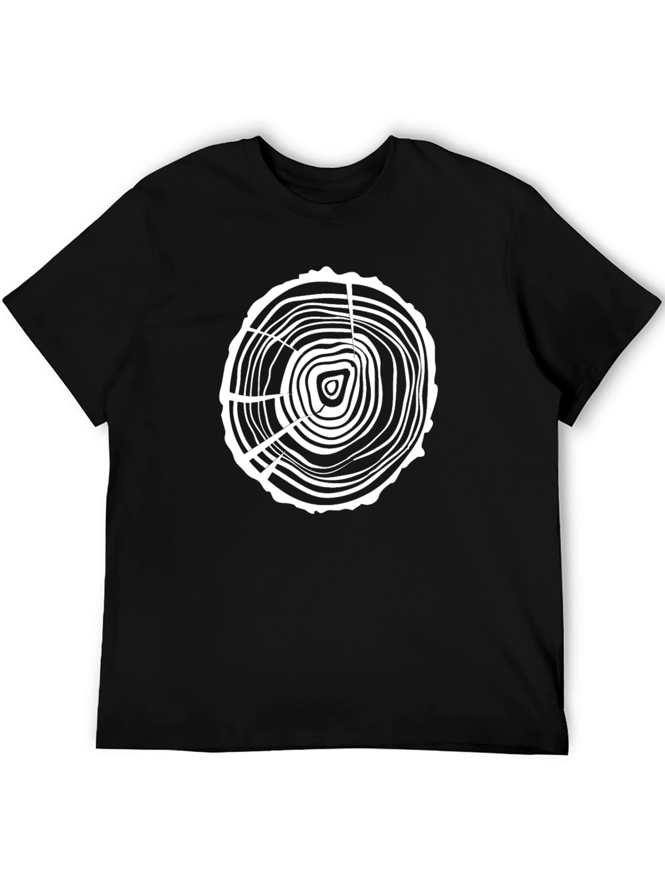Black Tree Ring Graphic Tee - Black Cotton T-Shirt view 5
