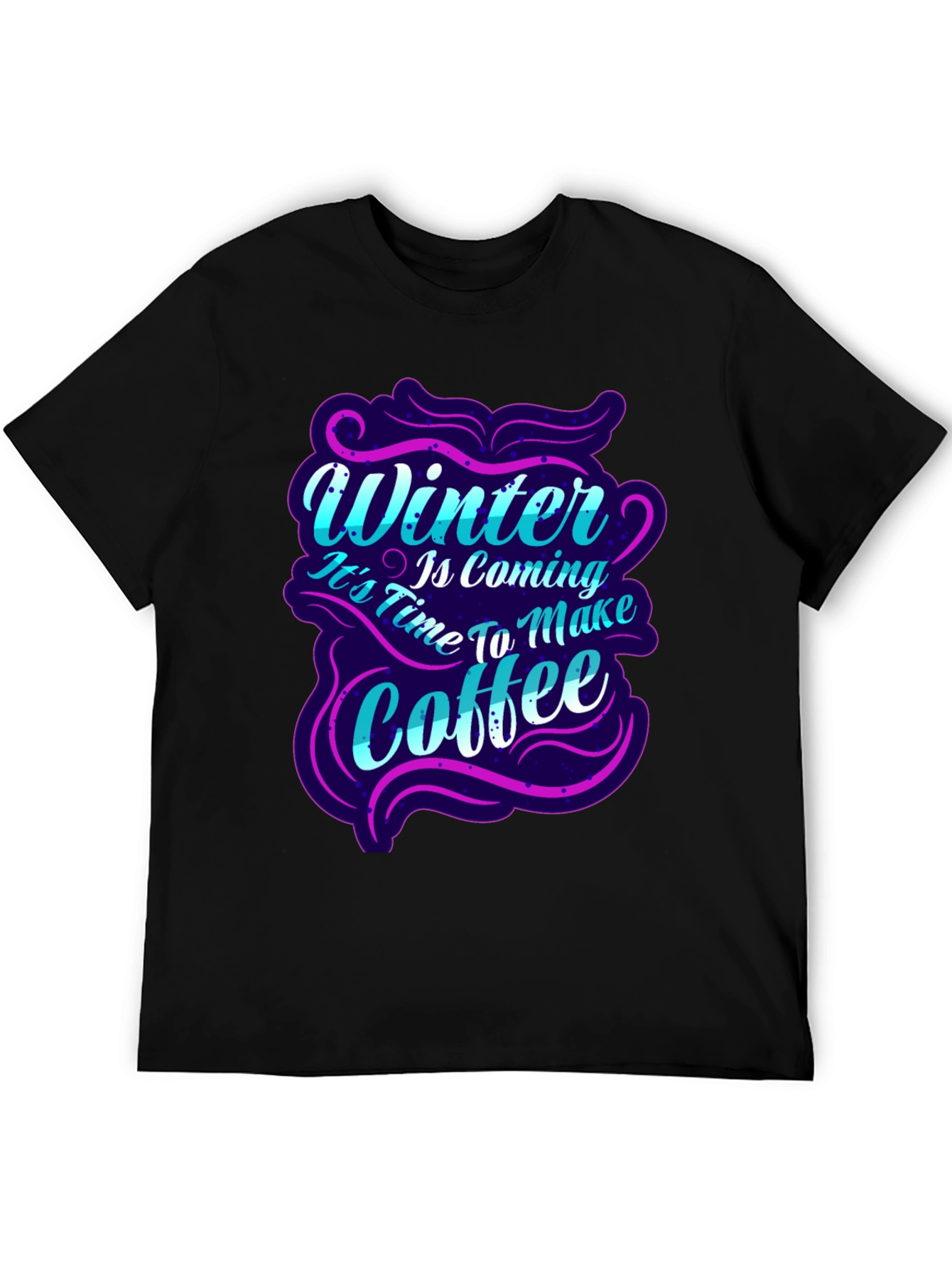Black Winter Coffee T-Shirt - Festive Holiday Wear view 5