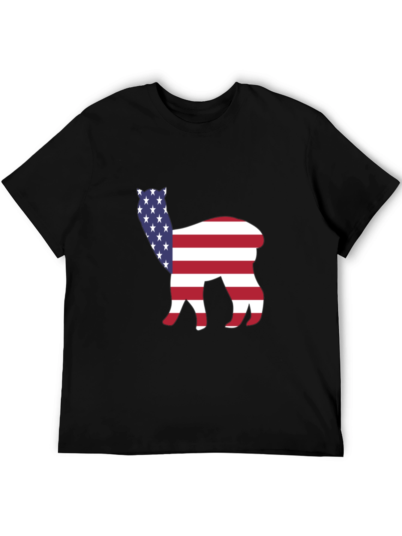 Black American Alpaca Tee - Patriotic USA Flag Animal Shirt view 5