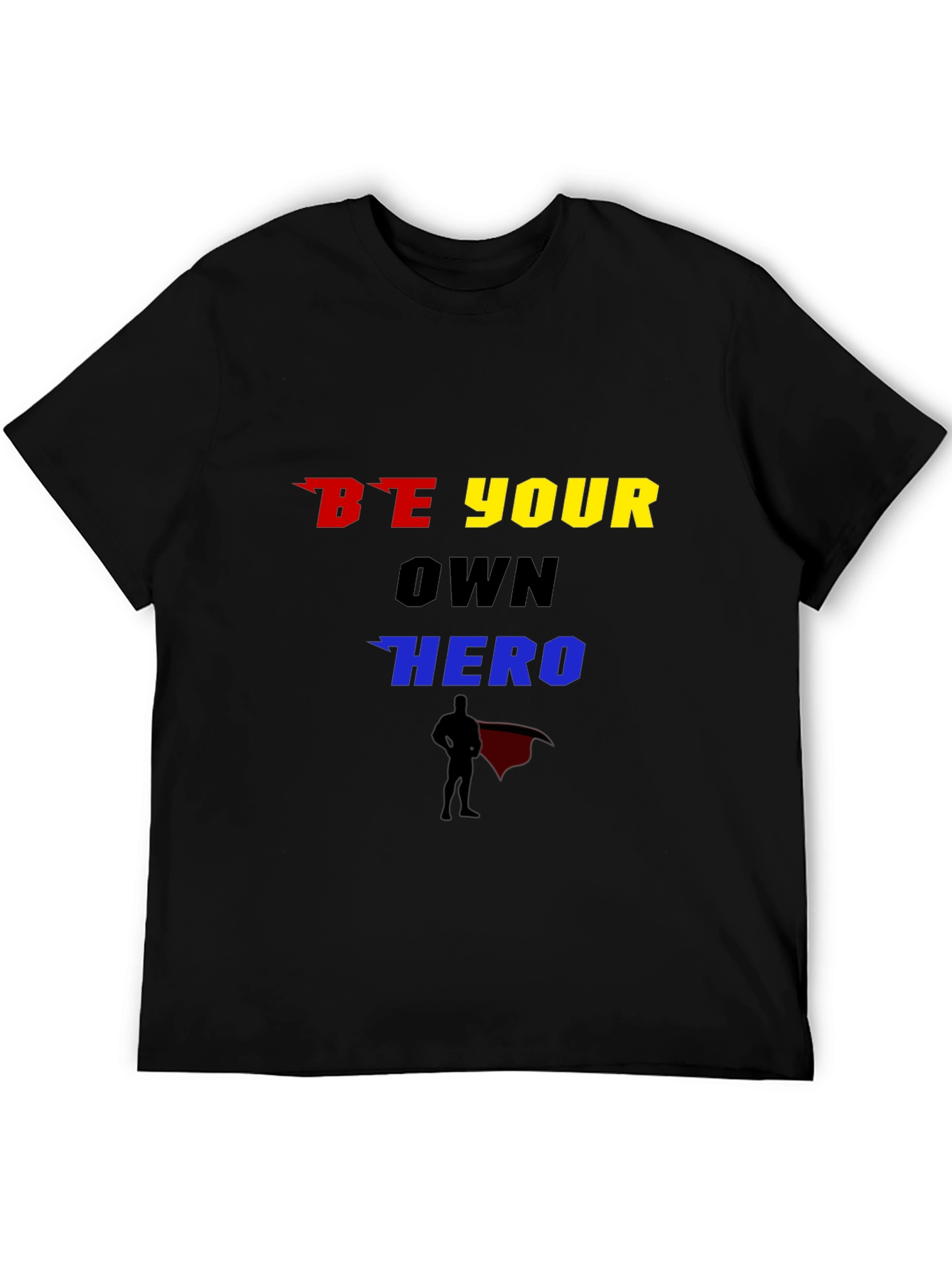 Black Be Your Own Hero Graphic T-Shirt view 5