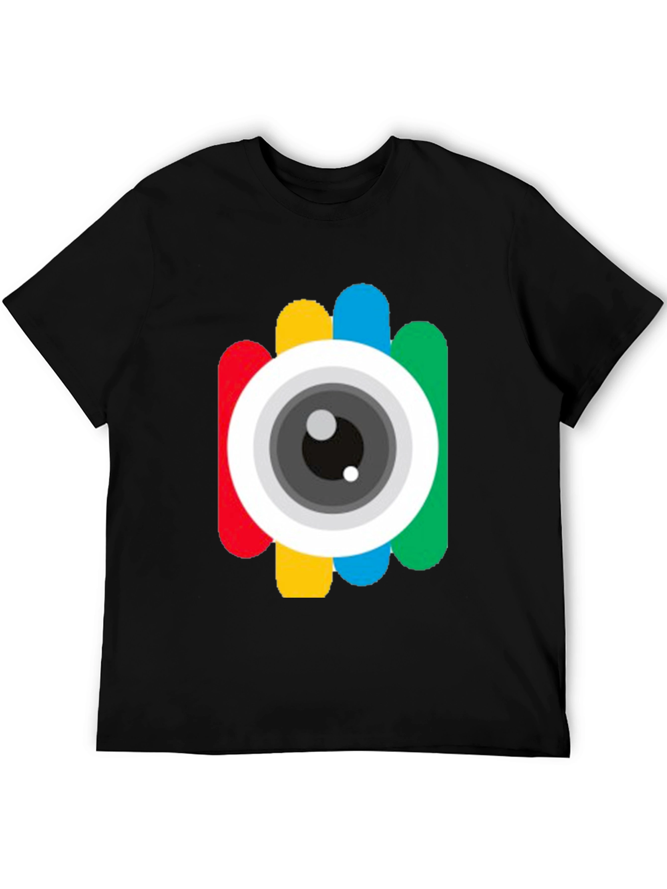 Black Colorful Camera Eye Graphic Black T-Shirt view 5