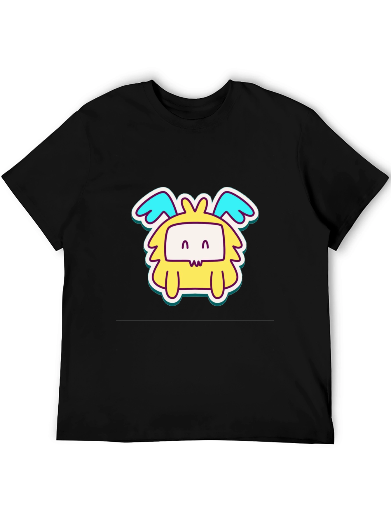 Black Cute Cartoon Monster Graphic T-Shirt view 5