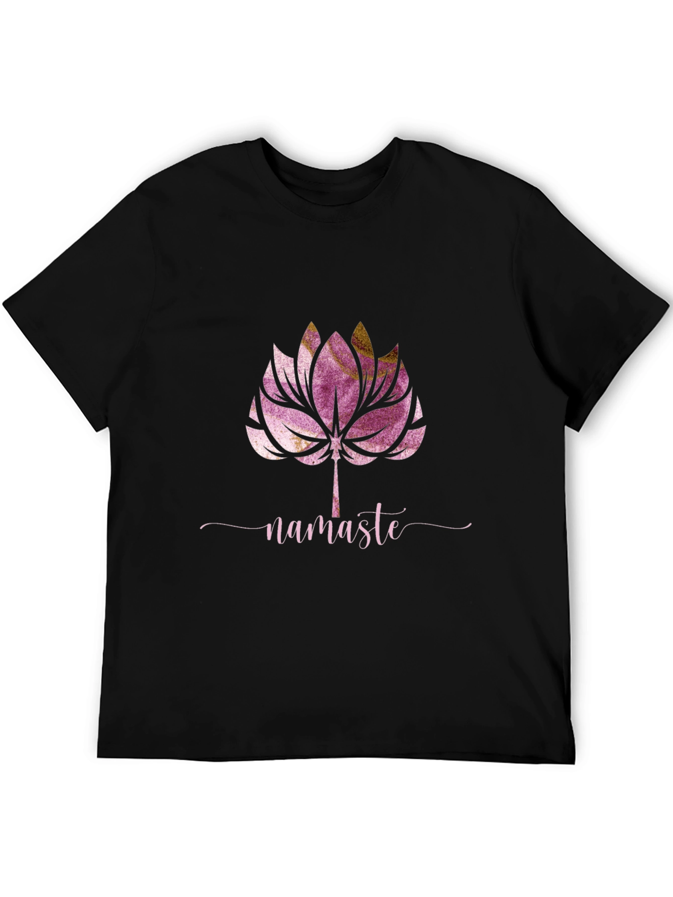Black Namaste Lotus Graphic Tee - Yoga Inspired Design view 5