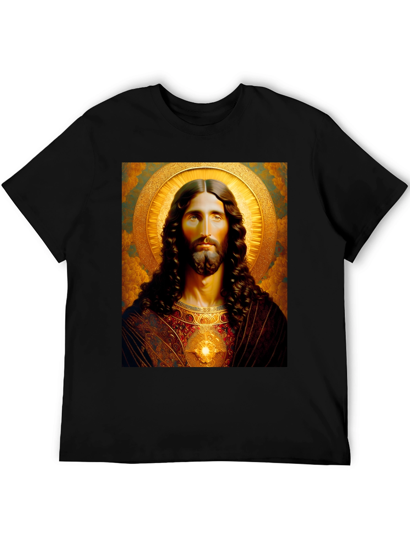 Black Jesus Christ Portrait Graphic T-Shirt - Black view 5