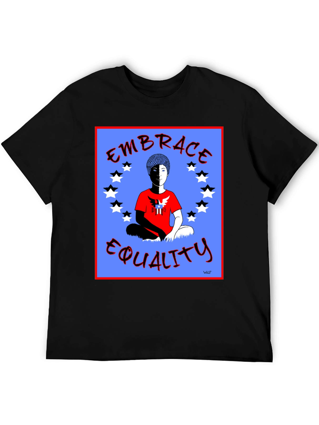 Black Embrace Equality Graphic Print Black T-Shirt view 5