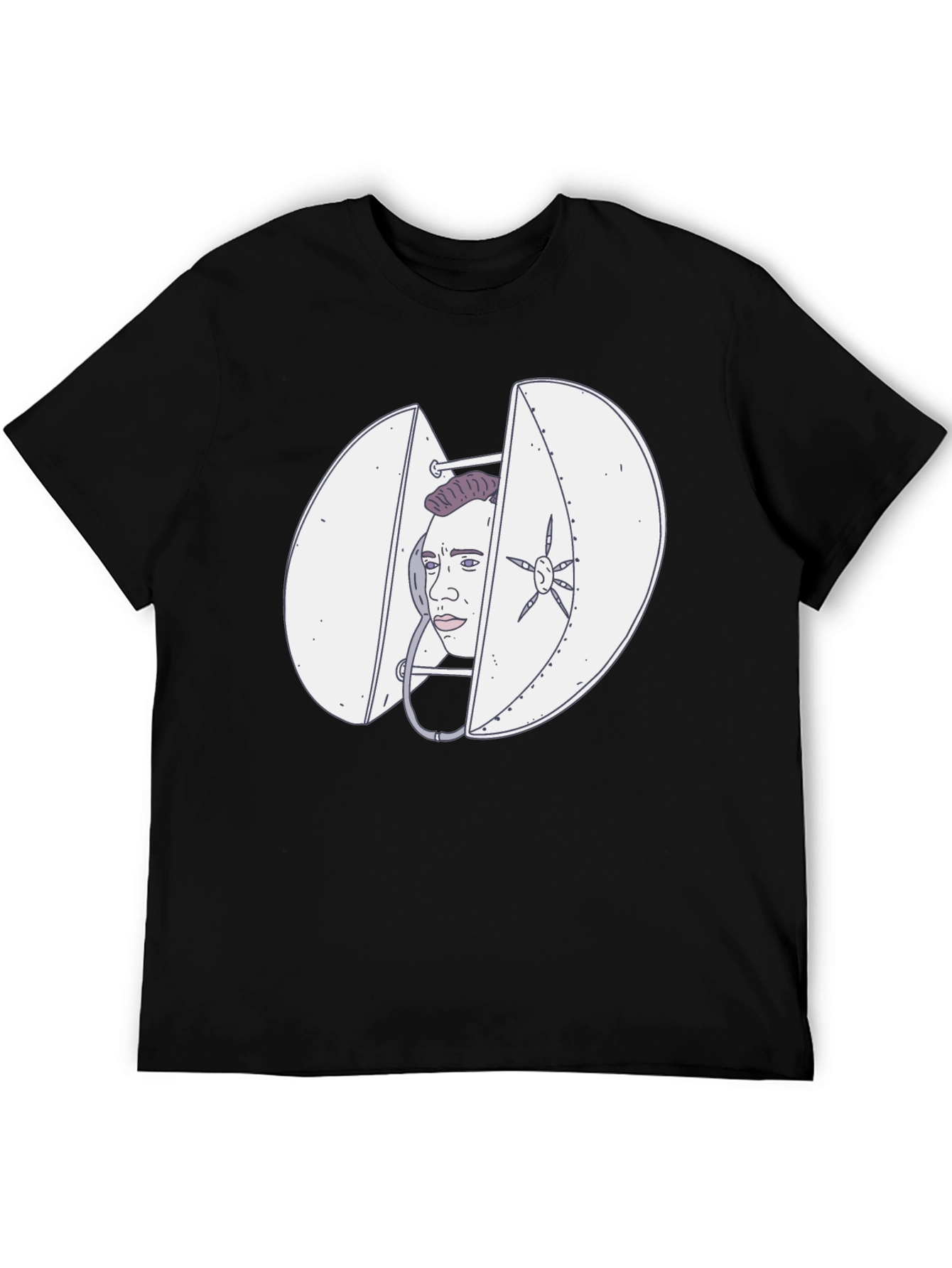 Black Quirky Black T-Shirt with Funny Illustration view 5