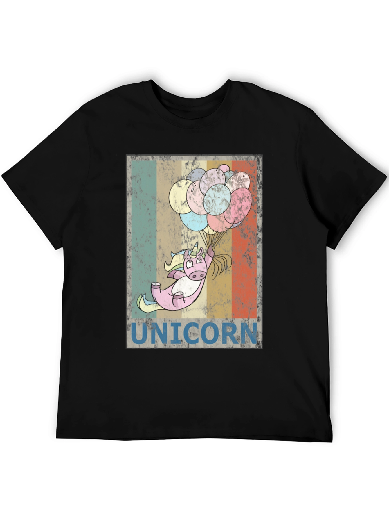 Black Unicorn Balloons Graphic Tee - Black Cotton Blend view 5