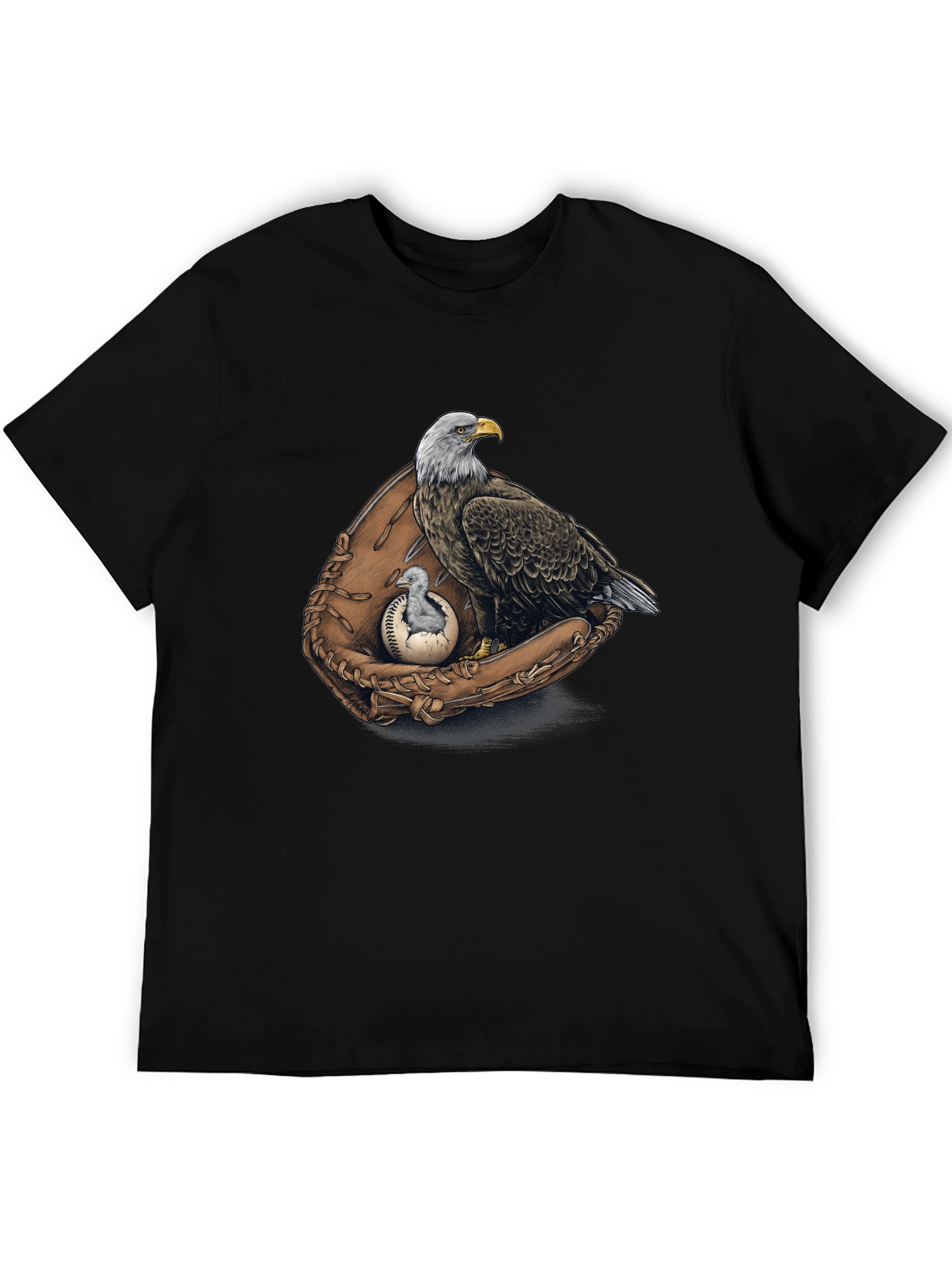 Black Eagle Baseball Glove Graphic Tee view 5